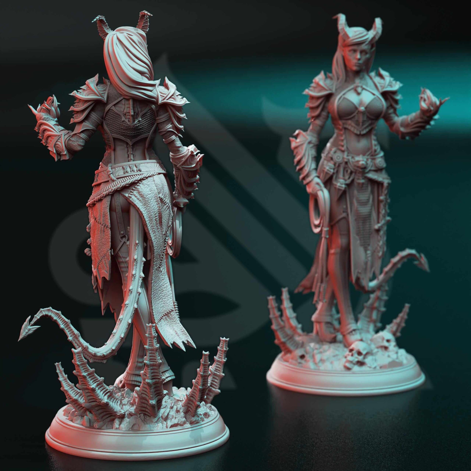 Tiefling Fiend Warlock - Skardi of the Third - 3D Printed Resin RPG/Tabletop/Boardgames Miniature DM Stash