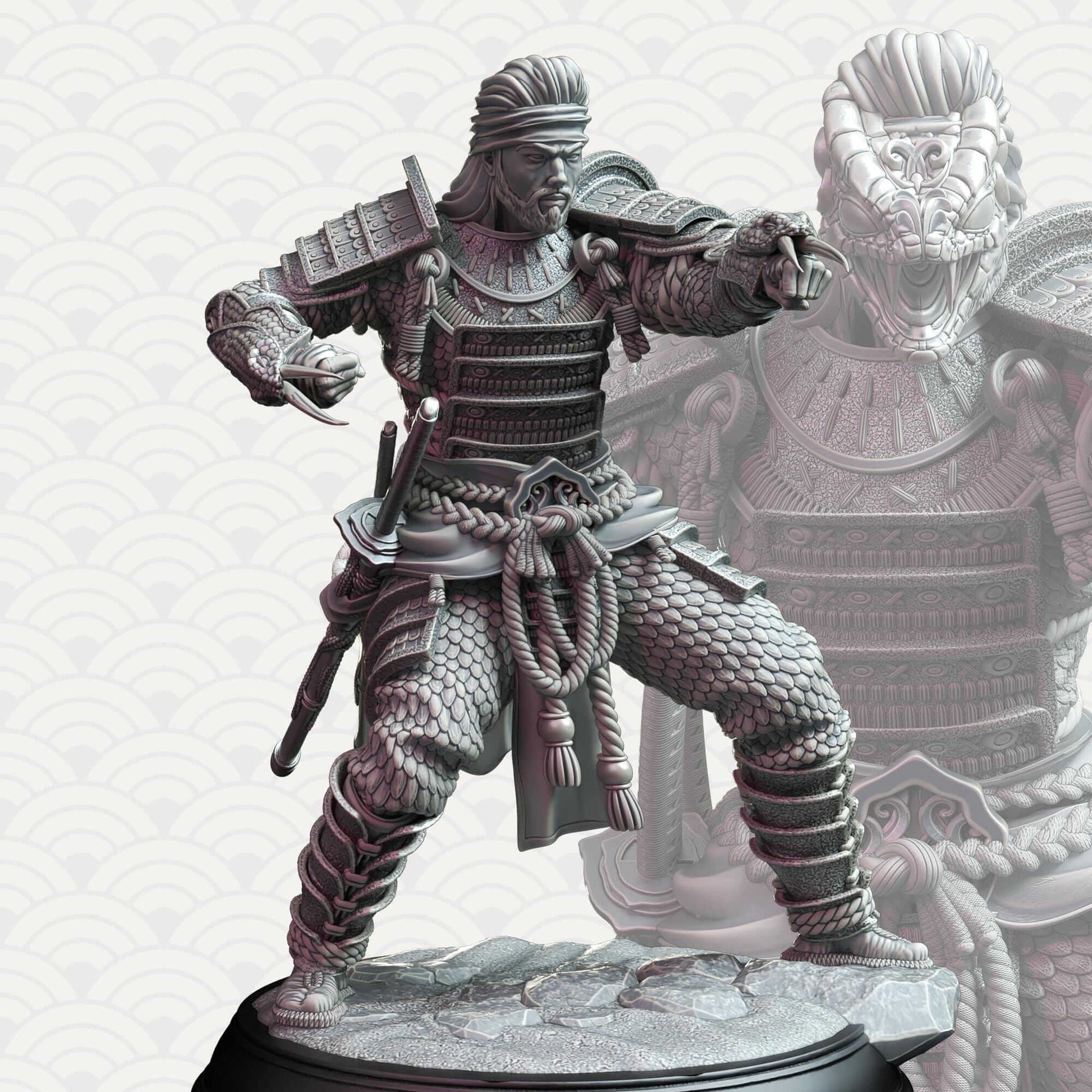 Samurai of the Serpent - Kazuhira Orochi - 3D Printed Resin RPG/Tabletop/Boardgames Miniature DM Stash