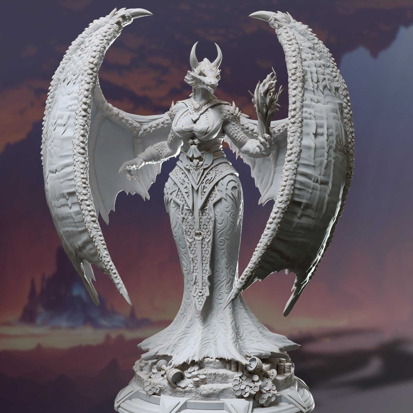 Dragon Warlock - Tharvaya - 3D Printed Resin RPG/Tabletop/Boardgames Miniature DM Stash