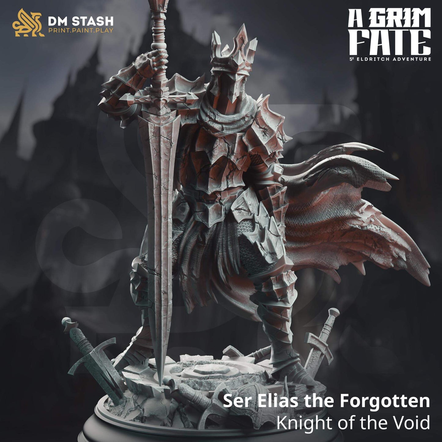 Void Knight - Ser Elias the Forgotten - 3D Printed Resin RPG/Tabletop/Boardgames Miniature DM Stash