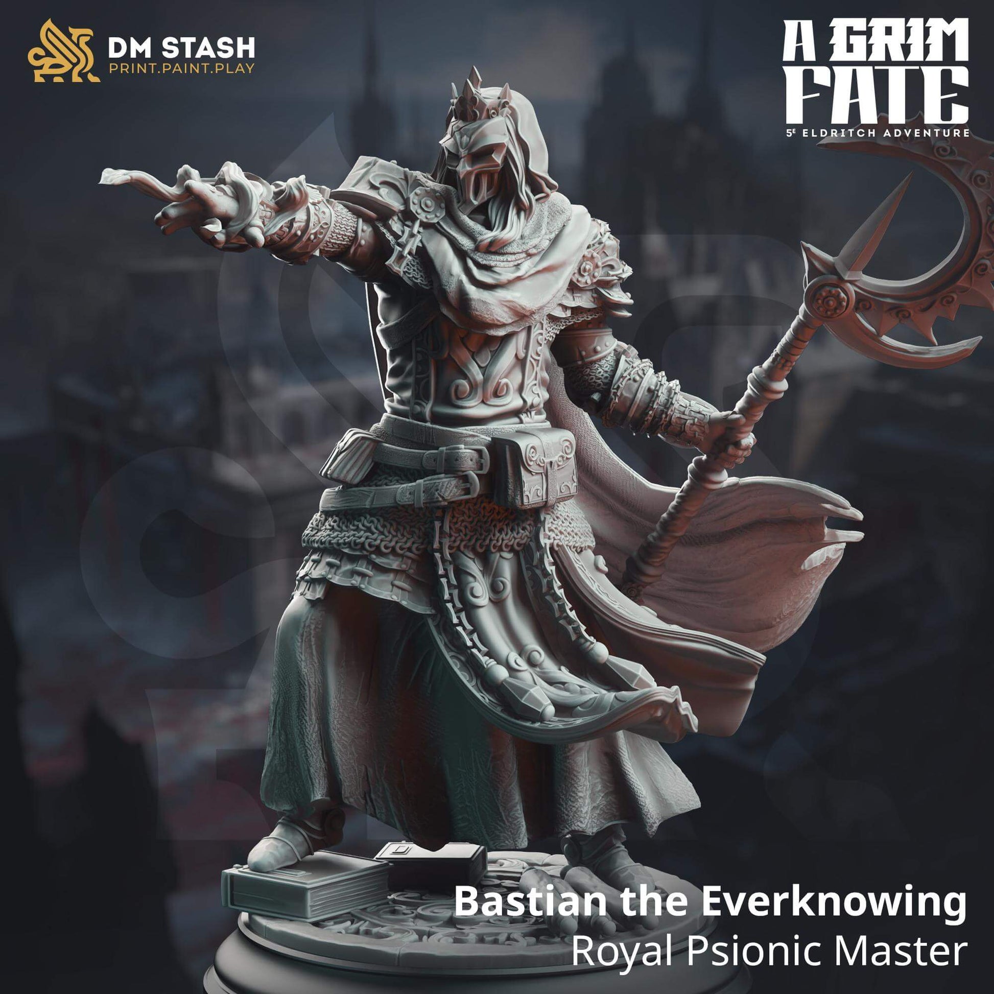 Psionic Spell Knight - Bastian the Everknowing - 3D Printed Resin RPG/Tabletop/Boardgames Miniature DM Stash