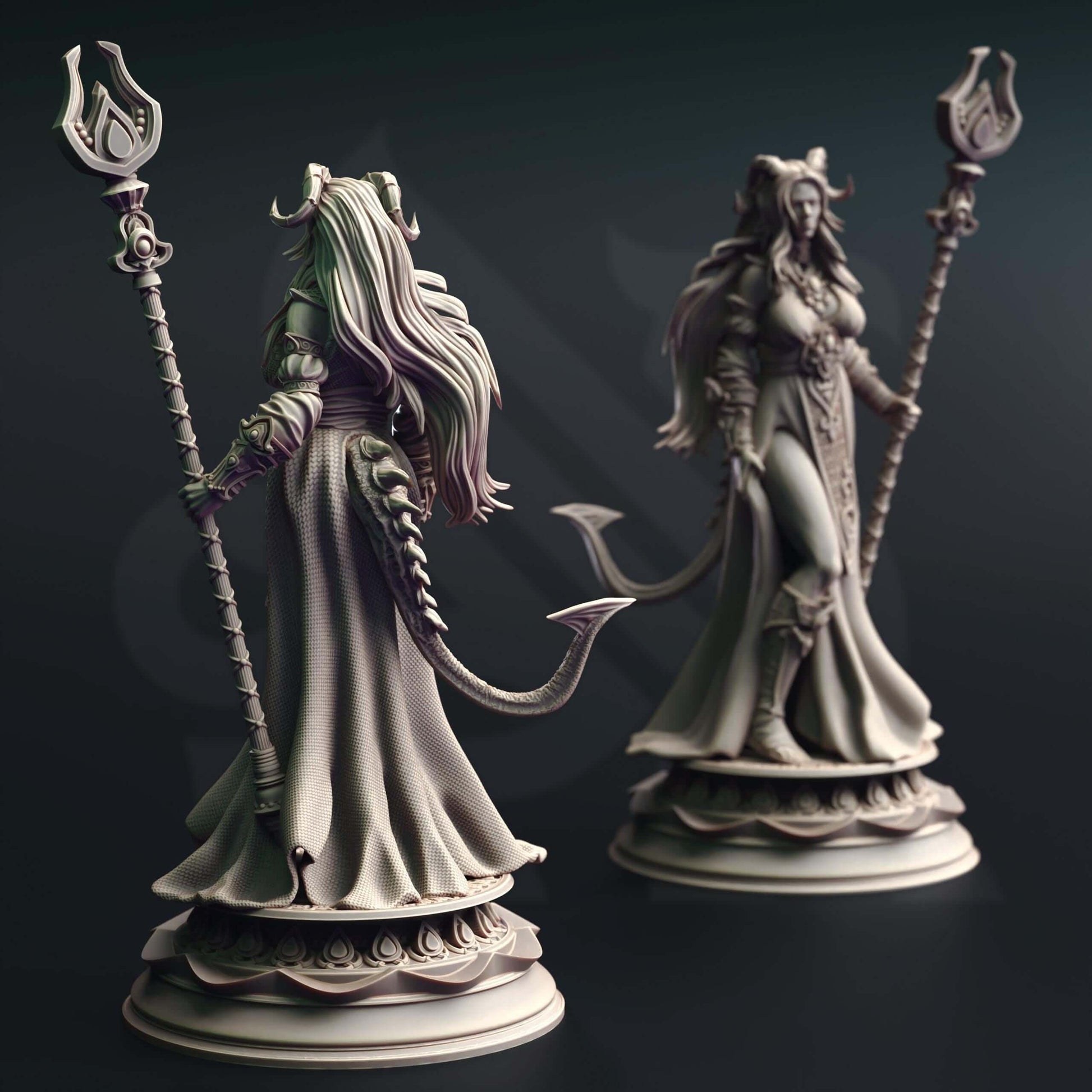 Tiefling Moon Cleric - Tharia Moonshadow - 3D Printed Resin RPG/Tabletop/Boardgames Miniature DM Stash