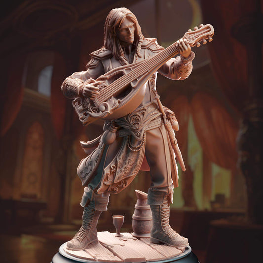 Elven Fortune Bard - Ereviel Eight Toes - 3D Printed Resin RPG/Tabletop/Boardgames Miniature DM Stash