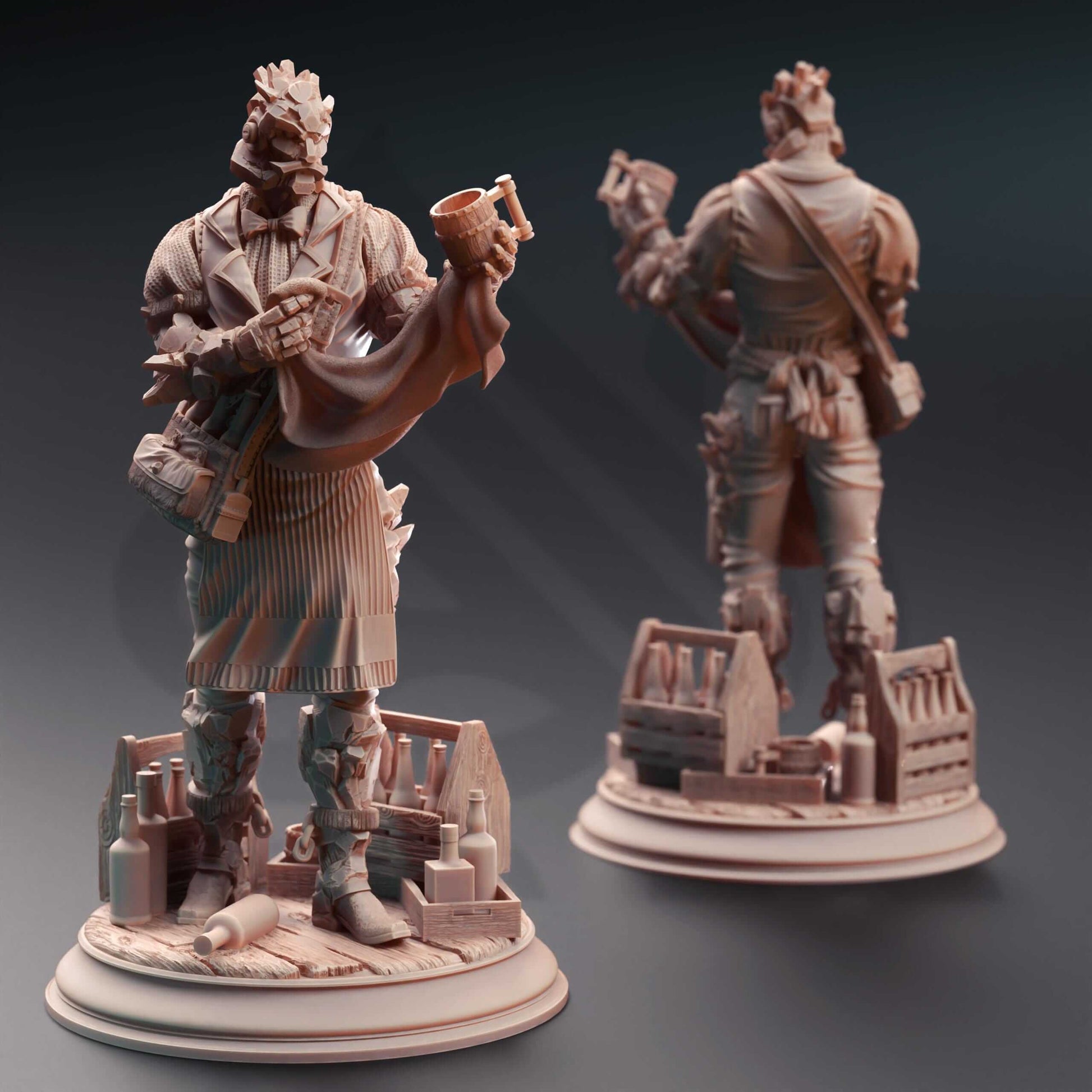 Warforged Bartender - Brick - 3D Printed Resin RPG/Tabletop/Boardgames Miniature DM Stash