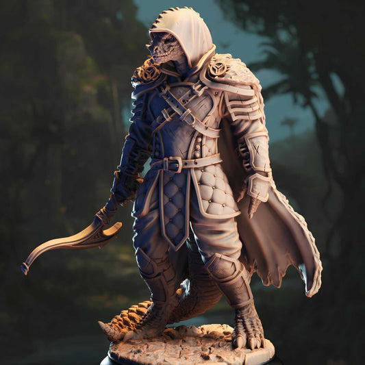 Black Dragonborn Ranger - Gelzik Pad-Foot - 3D Printed Resin RPG/Tabletop/Boardgames Miniature DM Stash