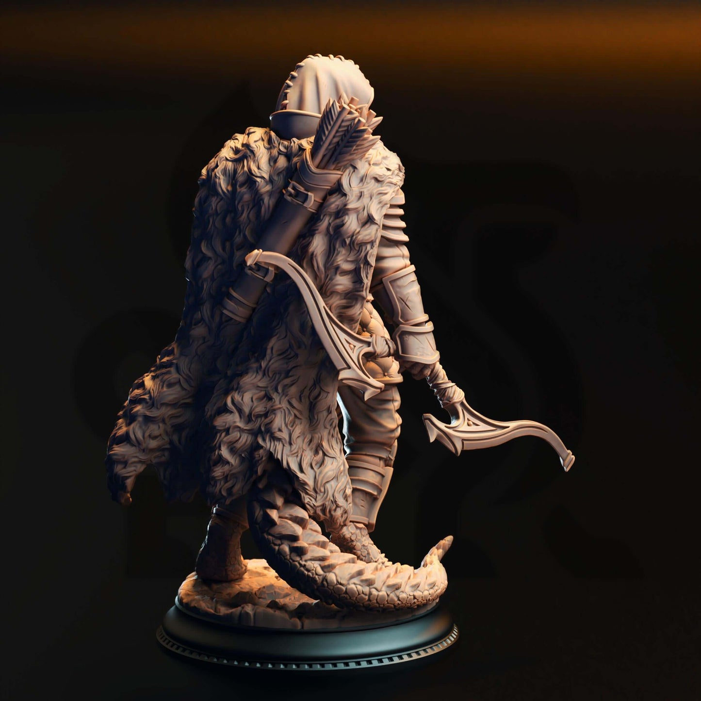 Black Dragonborn Ranger - Gelzik Pad-Foot - 3D Printed Resin RPG/Tabletop/Boardgames Miniature DM Stash
