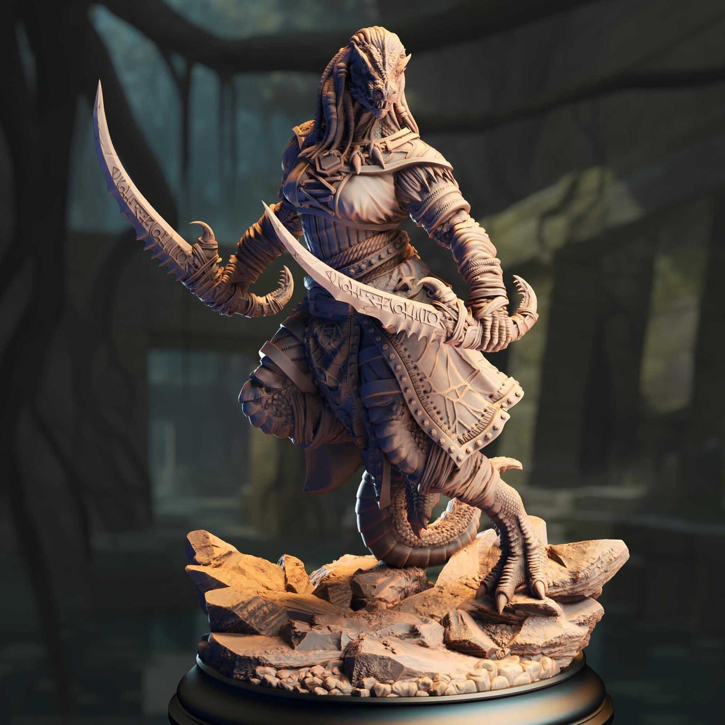 Black Dragonborn Rogue - Kijaa Shadowblade - 3D Printed Resin RPG/Tabletop/Boardgames Miniature DM Stash