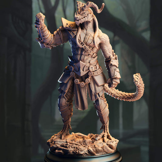 Black Dragonborn Fighter - Vaakrin Steeljaw - 3D Printed Resin RPG/Tabletop/Boardgames Miniature DM Stash