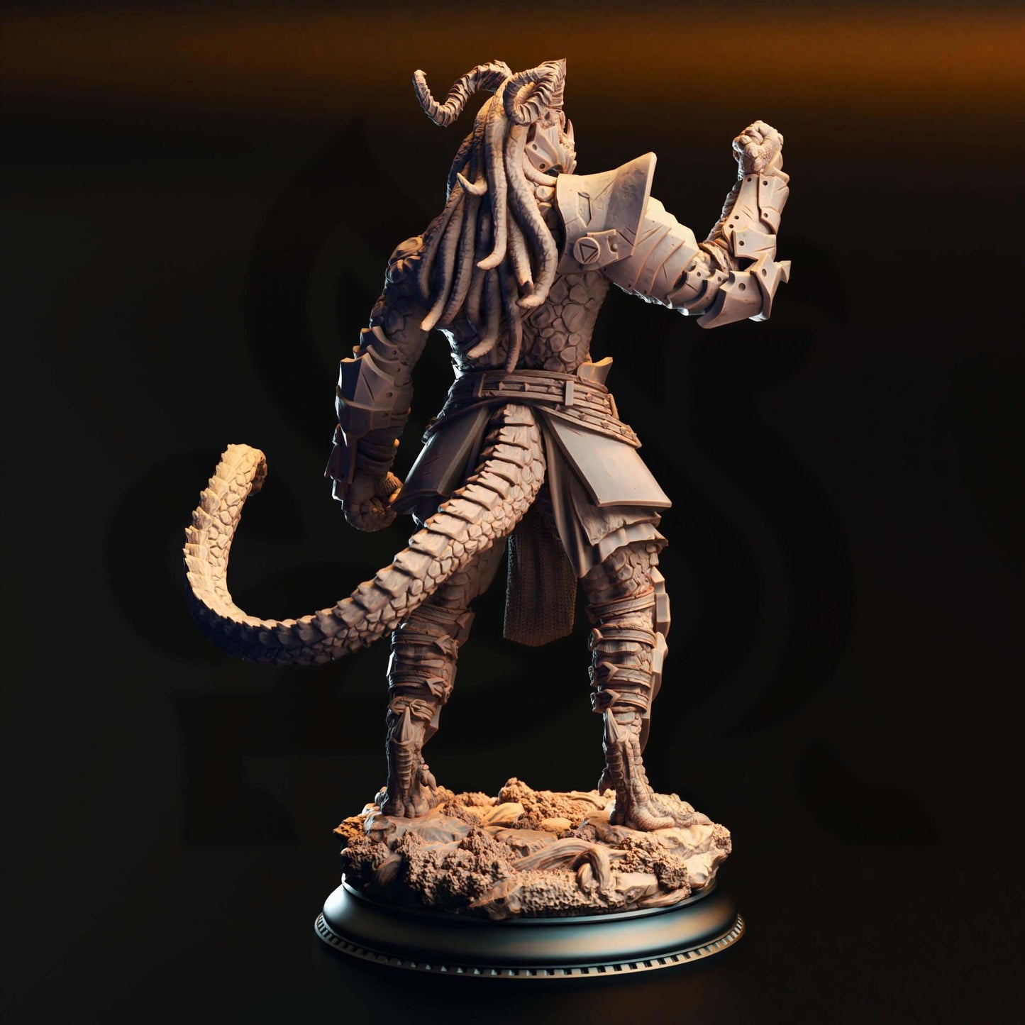 Black Dragonborn Fighter - Vaakrin Steeljaw - 3D Printed Resin RPG/Tabletop/Boardgames Miniature DM Stash