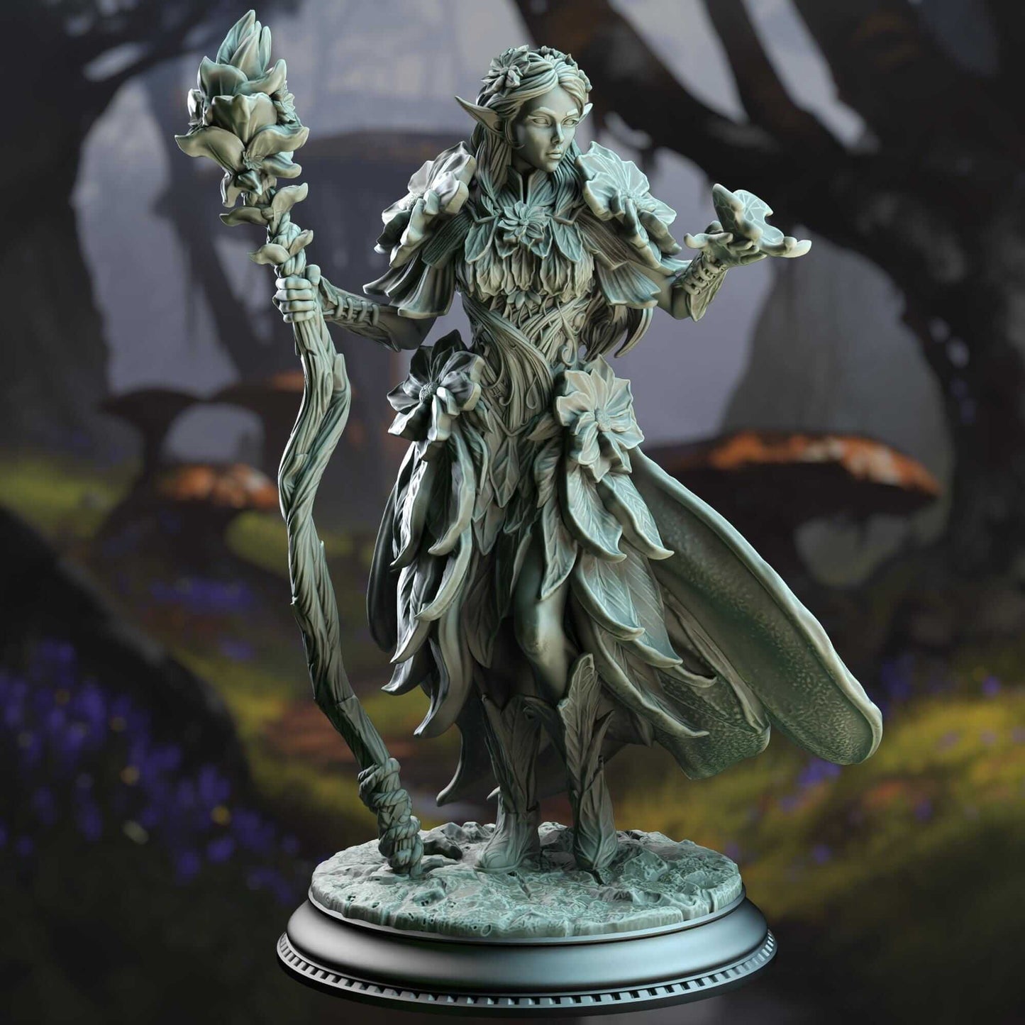 Feywalker Elf Druid - Synoria the Noble Hearted - 3D Printed Resin RPG/Tabletop/Boardgames Miniature DM Stash
