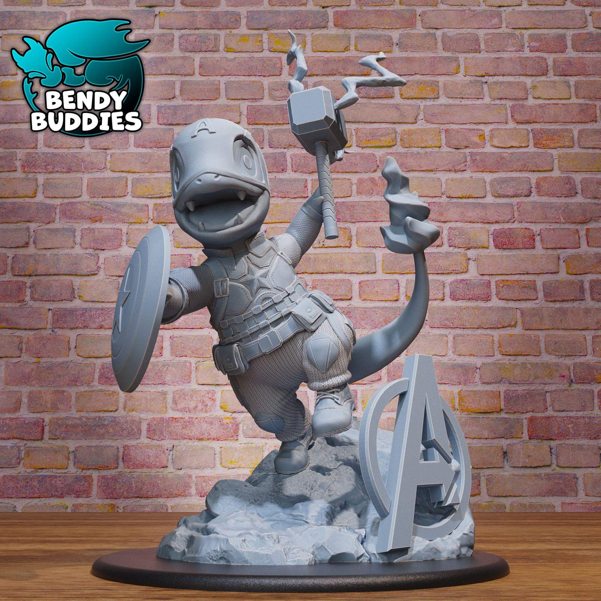 Captain Charmander - Pokemon - Marvel - Collectible Fanart Statue - Bendy Buddies