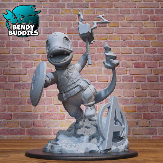 Captain Charmander - Pokemon - Marvel - Collectible Fanart Statue - Bendy Buddies