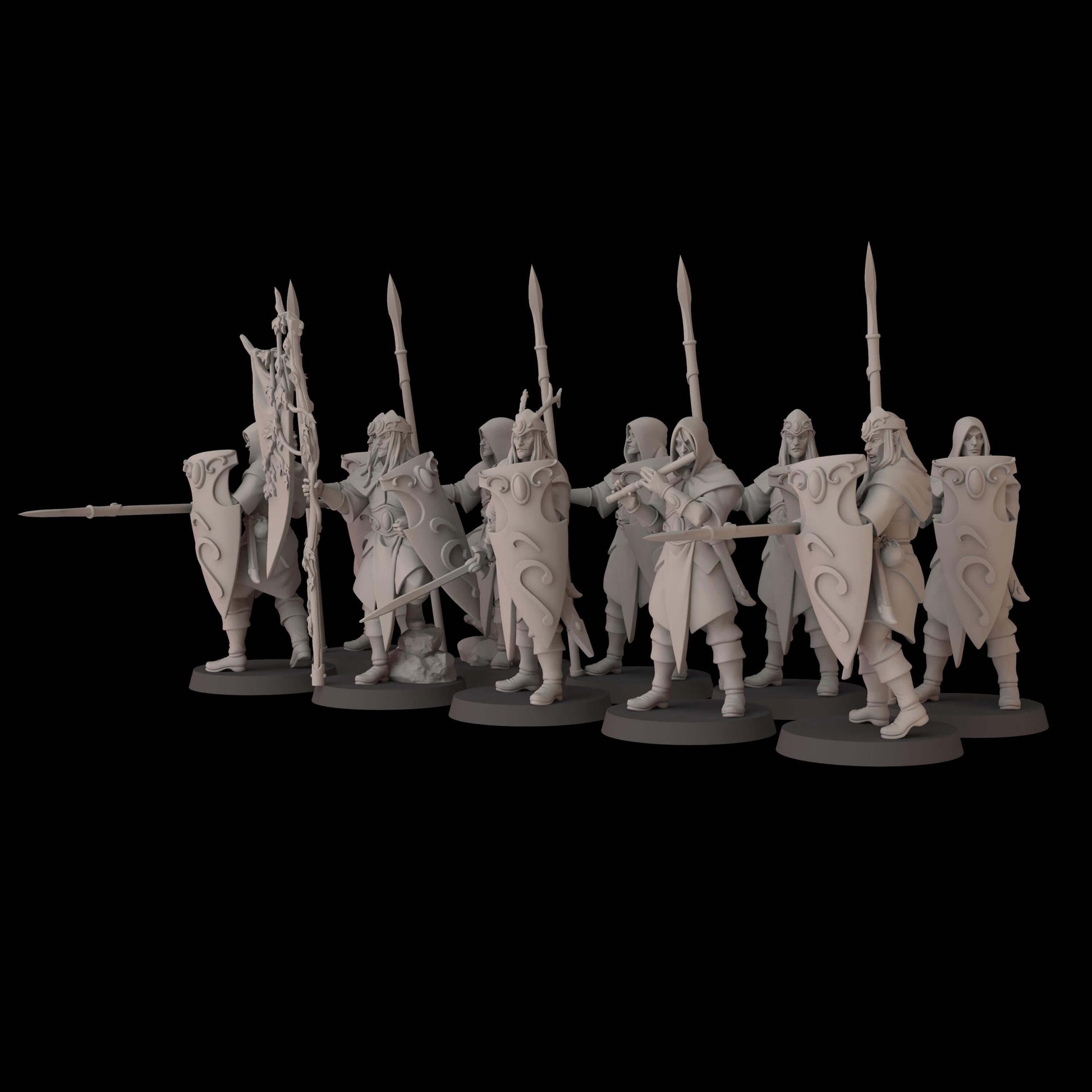 Wood Elf Lancers on foot - Wood Elf Proxy - Fantasy Cult Miniatures