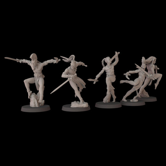 Acrobatic Elves - Wood Elf War dancer Proxy - Fantasy Cult Miniatures
