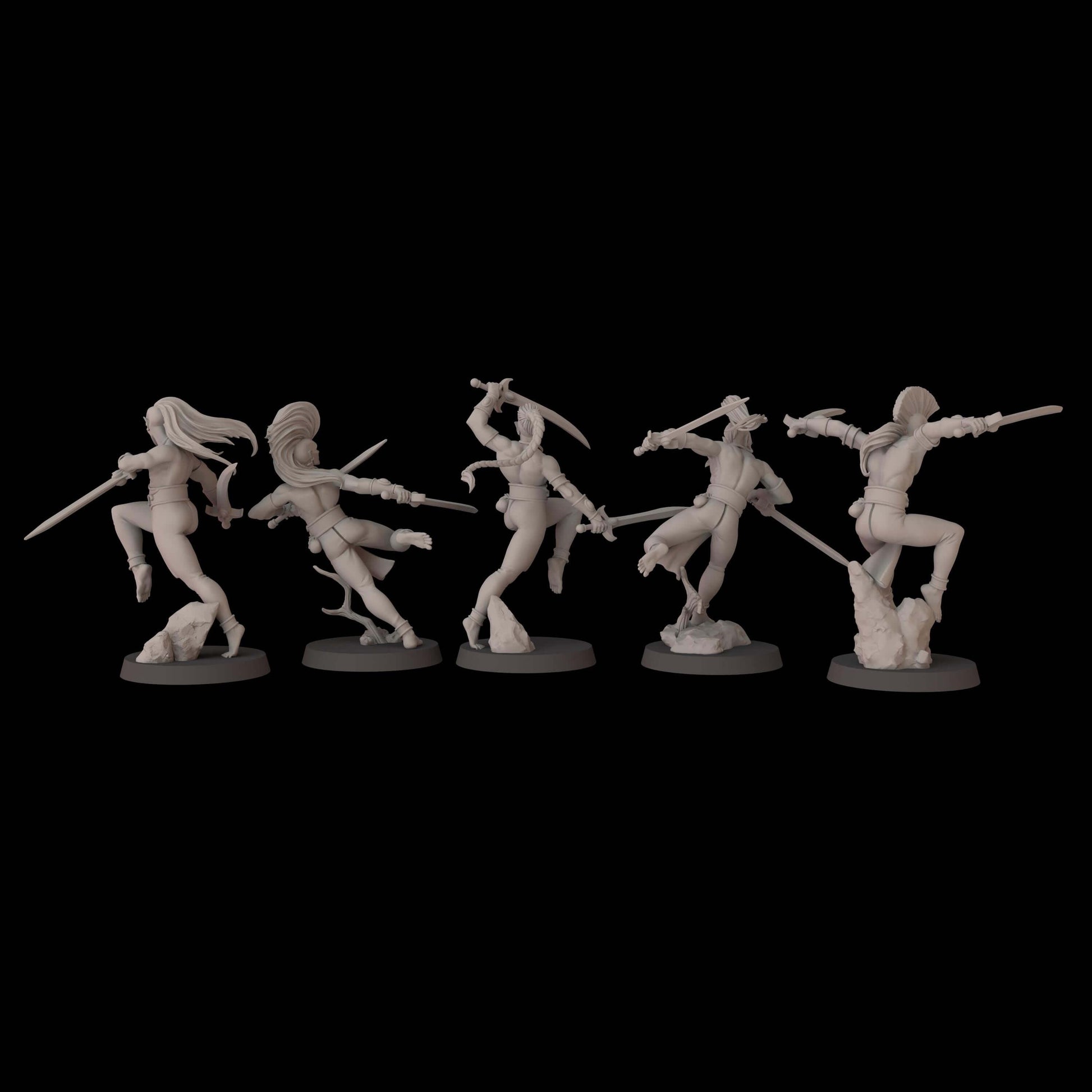 Acrobatic Elves - Wood Elf War dancer Proxy - Fantasy Cult Miniatures