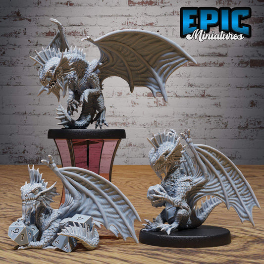 Silver Dragon Wyrmling Set - D&D Epic Miniatures   and Dragons