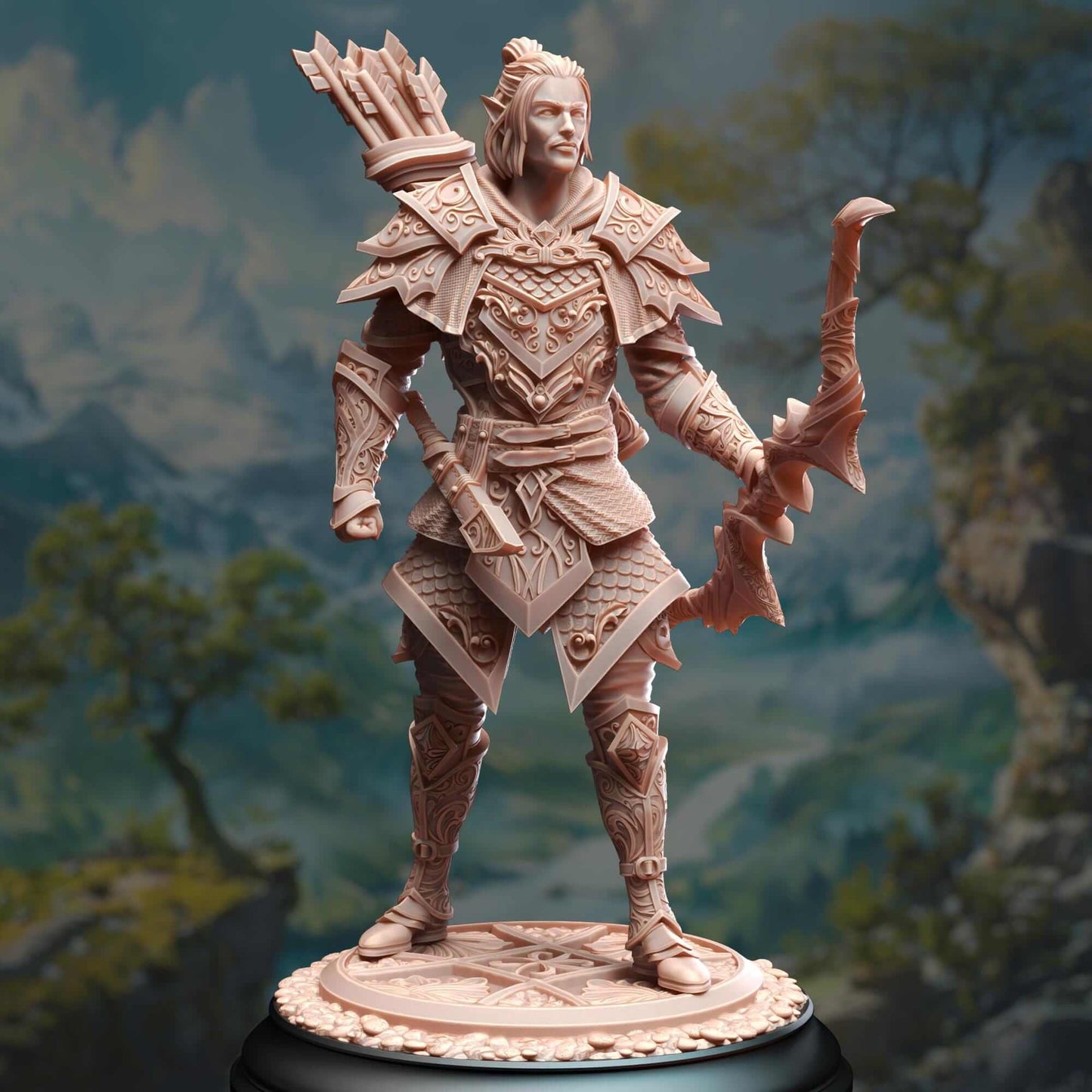Elven Monster Hunter Ranger - Ervion ro Estel - 3D Printed Resin RPG/Tabletop/Boardgames Miniature DM Stash