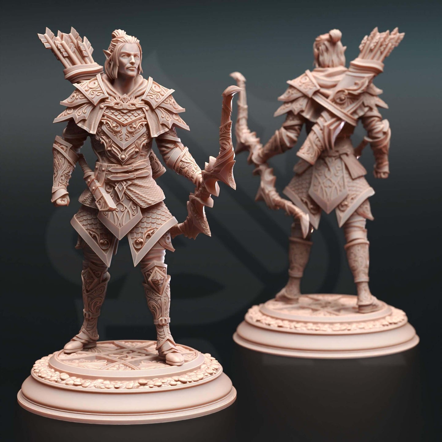 Elven Monster Hunter Ranger - Ervion ro Estel - 3D Printed Resin RPG/Tabletop/Boardgames Miniature DM Stash