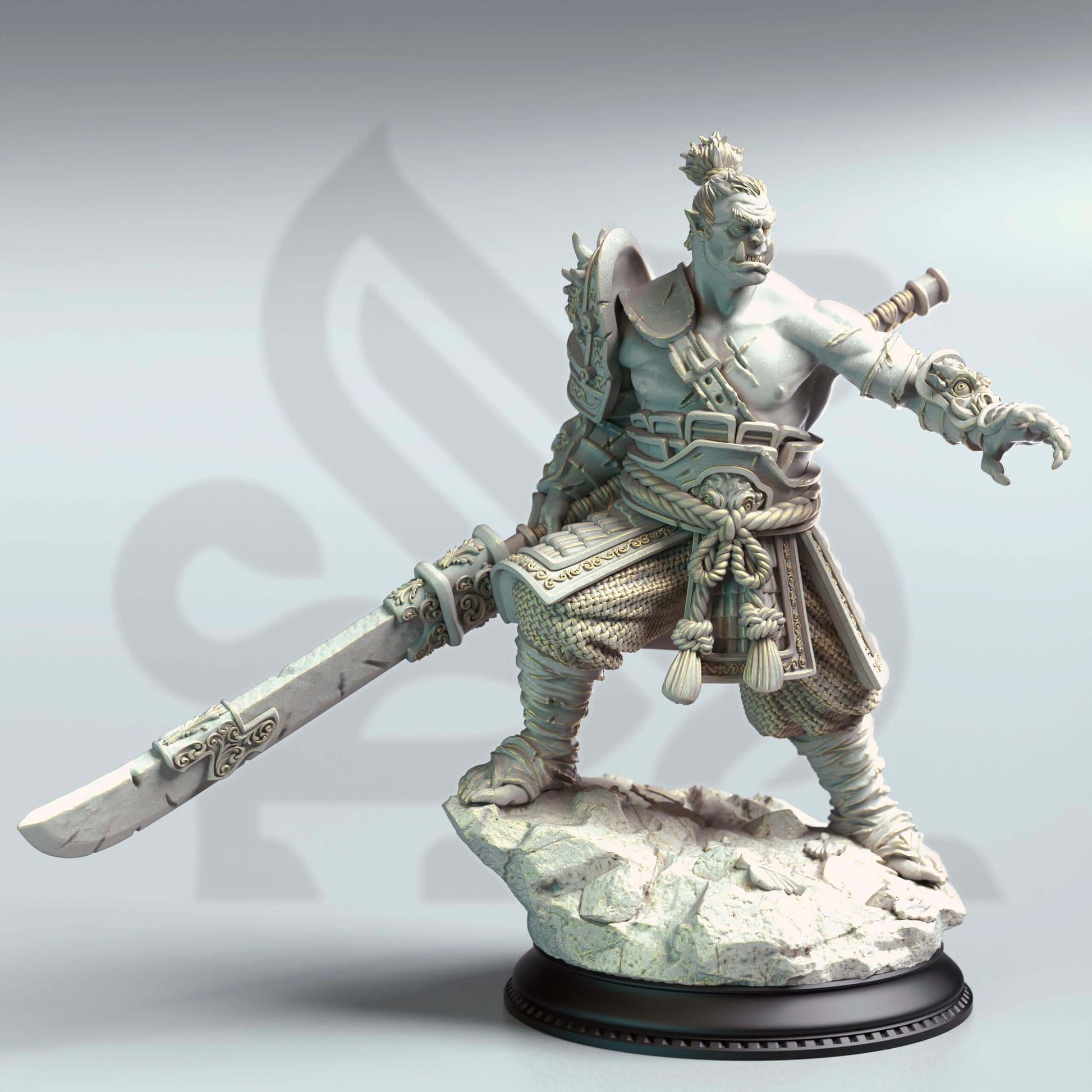 Eastern Orc Battlemaster - Bao Long - 3D Printed Resin RPG/Tabletop/Boardgames Miniature DM Stash