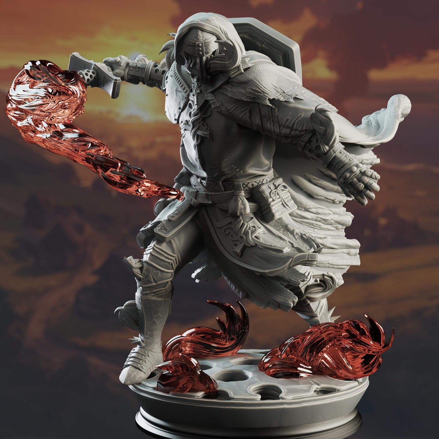 Fire Genasi Crusader Paladin - Embernos - 3D Printed Resin RPG/Tabletop/Boardgames Miniature DM Stash
