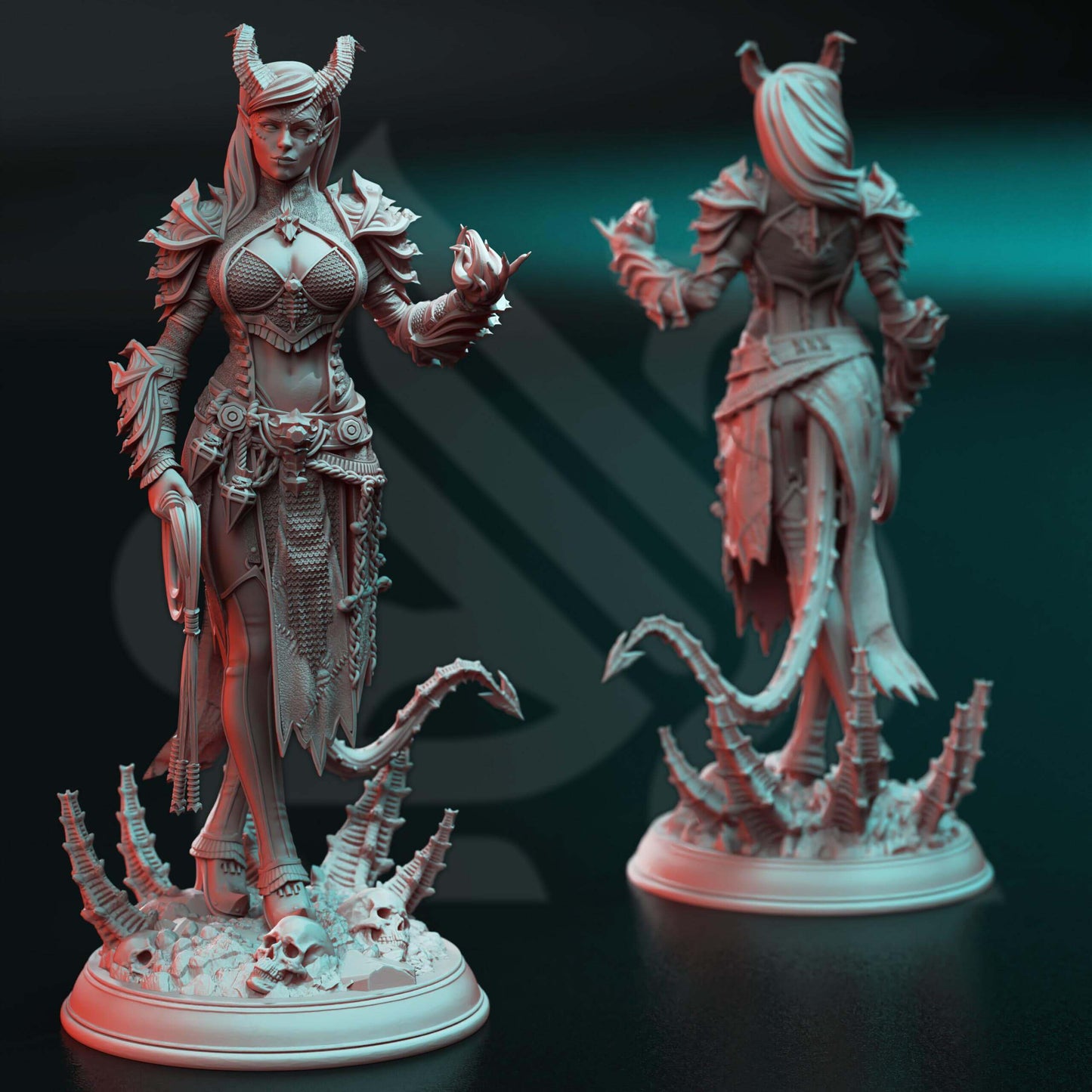 Tiefling Fiend Warlock - Skardi of the Third - 3D Printed Resin RPG/Tabletop/Boardgames Miniature DM Stash