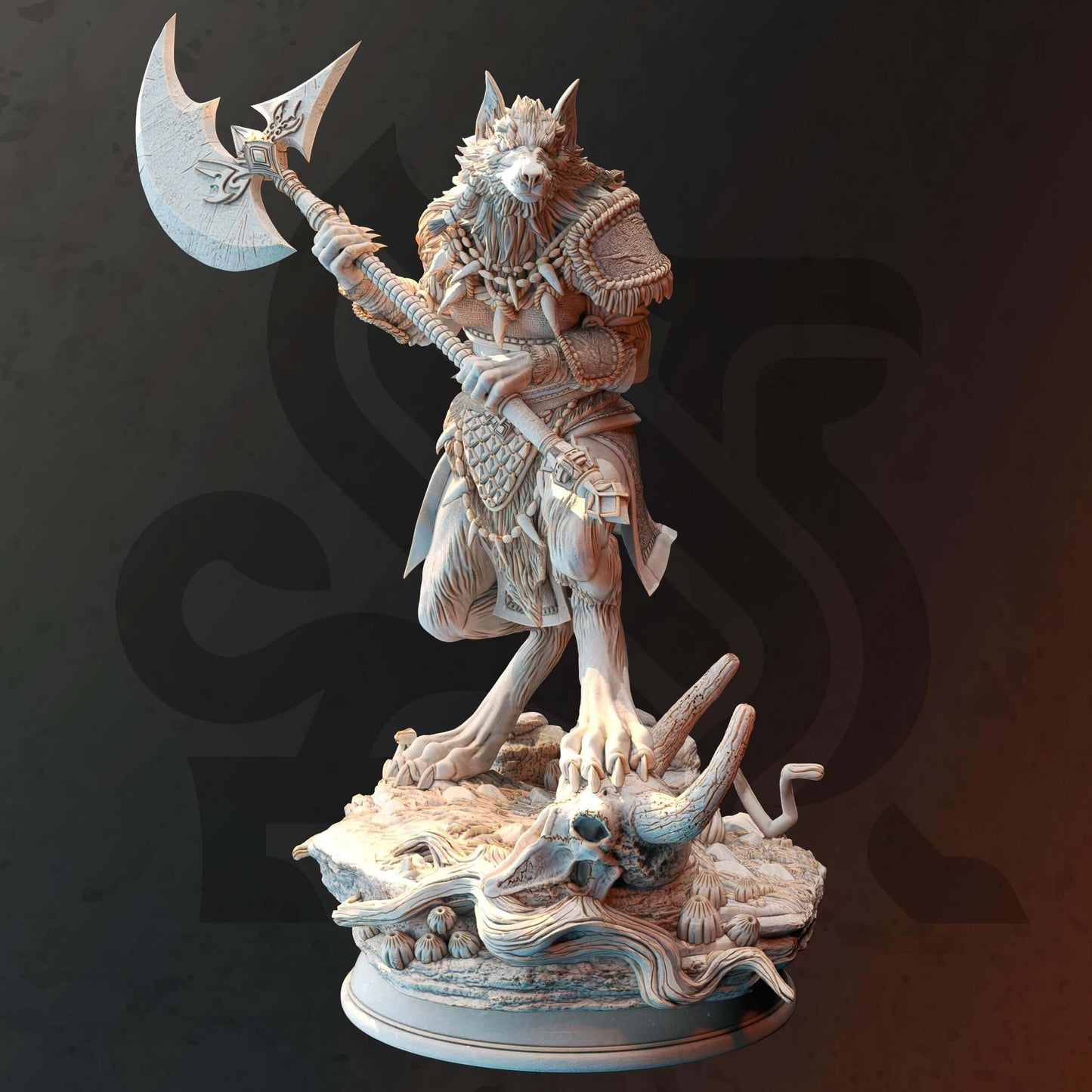 Werewolf Barbarian - Ariana Grey - 3D Printed Resin RPG/Tabletop/Boardgames Miniature DM Stash