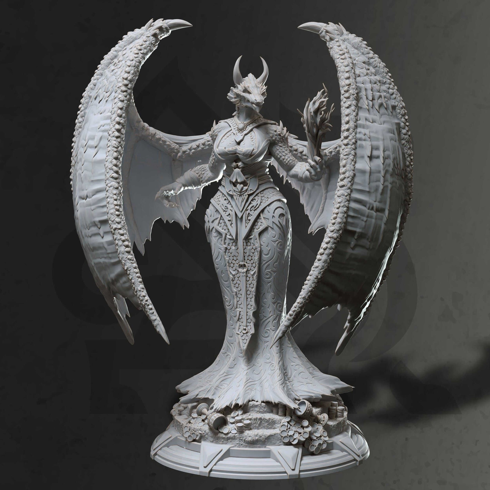 Dragon Warlock - Tharvaya - 3D Printed Resin RPG/Tabletop/Boardgames Miniature DM Stash