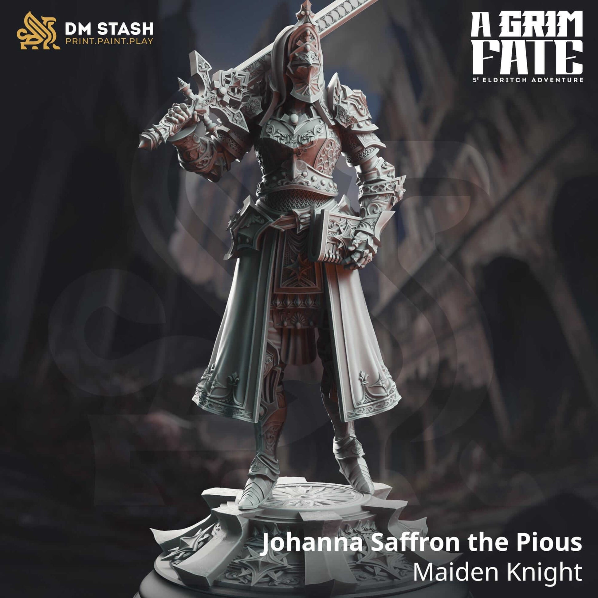 Inquisitor Knight - Johanna Saffron the Pious - 3D Printed Resin RPG/Tabletop/Boardgames Miniature DM Stash