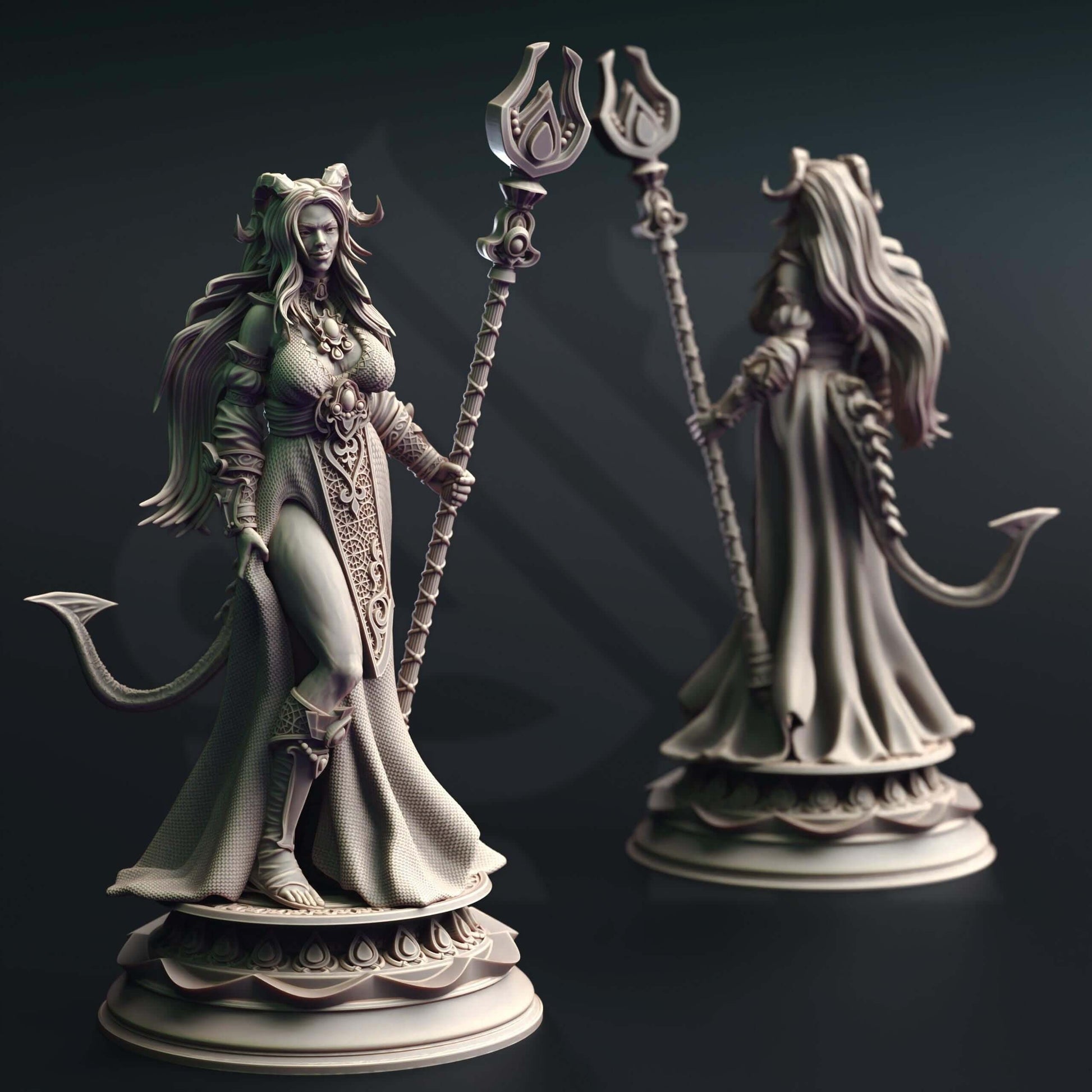 Tiefling Moon Cleric - Tharia Moonshadow - 3D Printed Resin RPG/Tabletop/Boardgames Miniature DM Stash