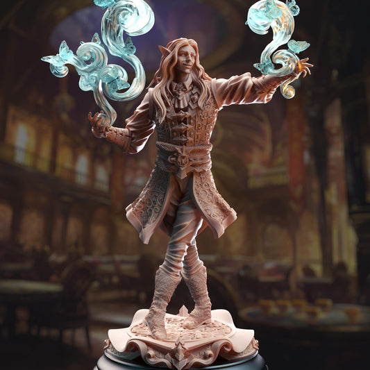 Elven Enchanting Sorcerer - Thalorad Goldhand - 3D Printed Resin RPG/Tabletop/Boardgames Miniature DM Stash