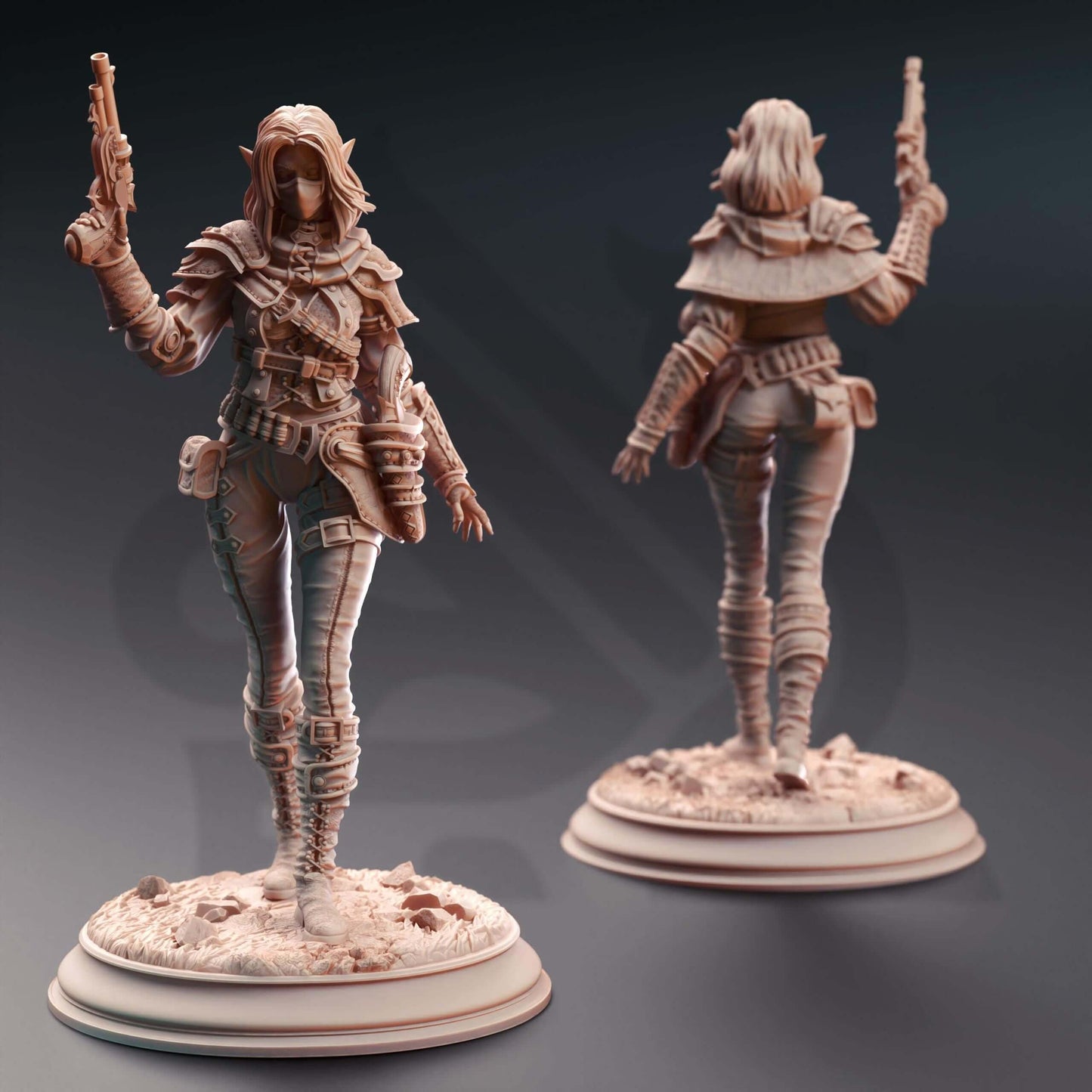 Drow Gunslinger - Lendara "Slickshot" Varth - 3D Printed Resin RPG/Tabletop/Boardgames Miniature DM Stash