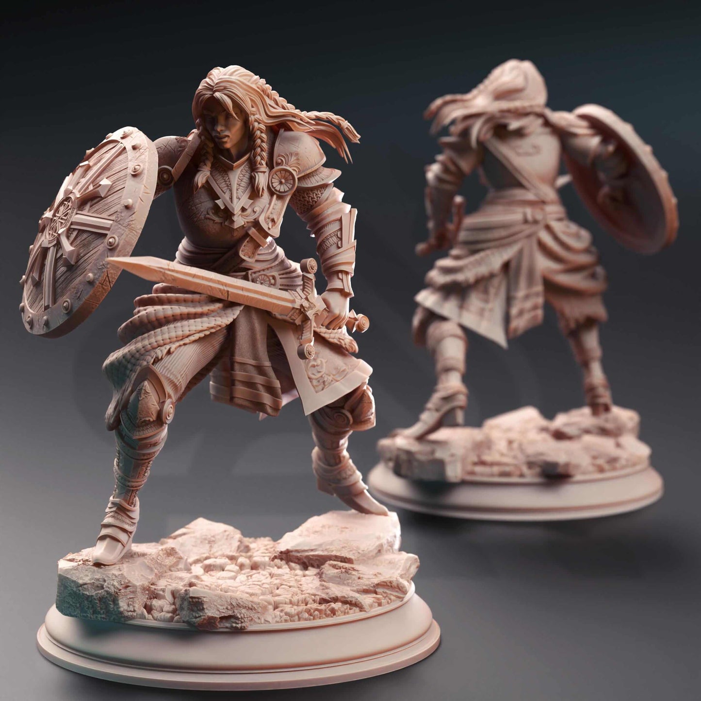 Human Veteran Fighter - Jorjie of Hvirna - 3D Printed Resin RPG/Tabletop/Boardgames Miniature DM Stash