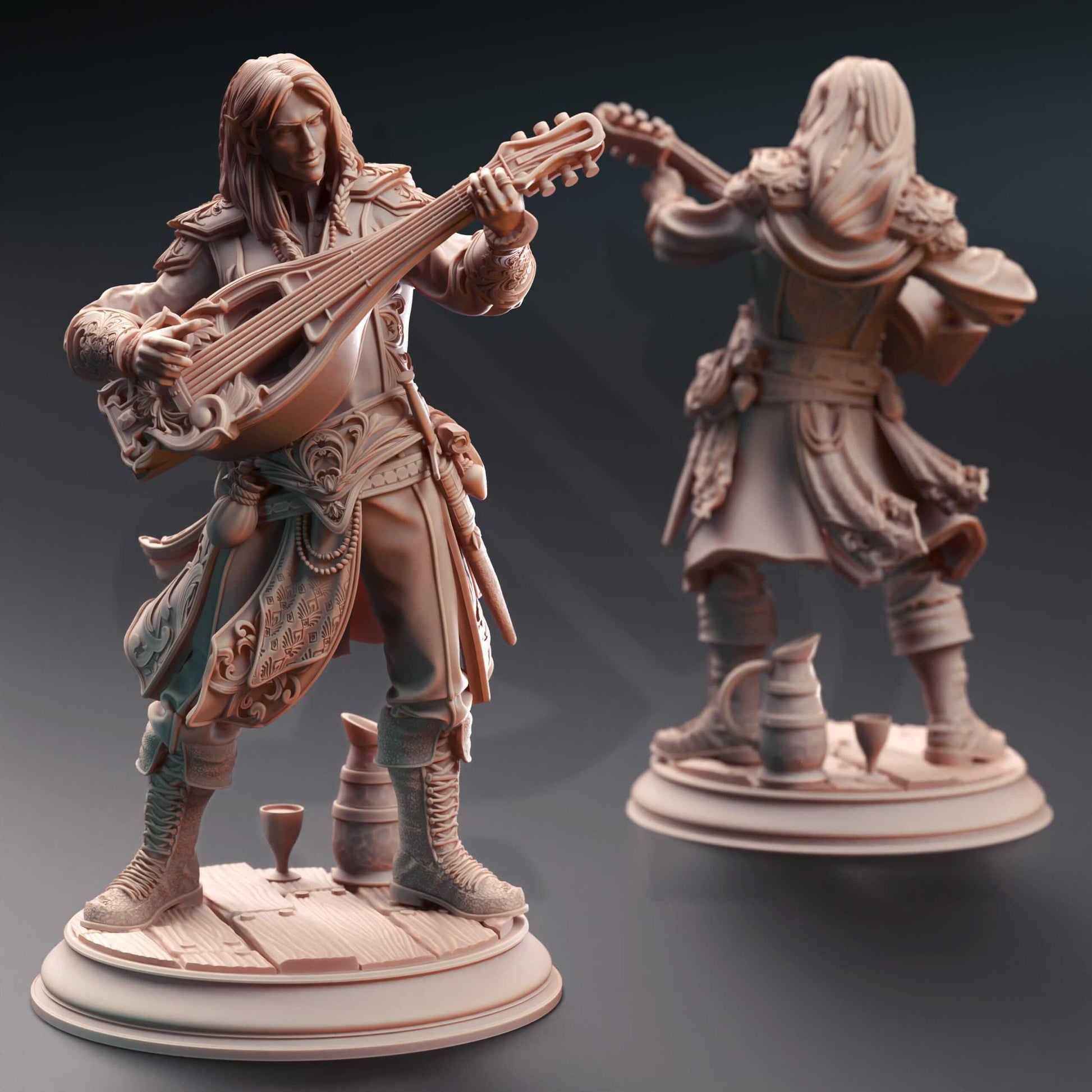 Elven Fortune Bard - Ereviel Eight Toes - 3D Printed Resin RPG/Tabletop/Boardgames Miniature DM Stash