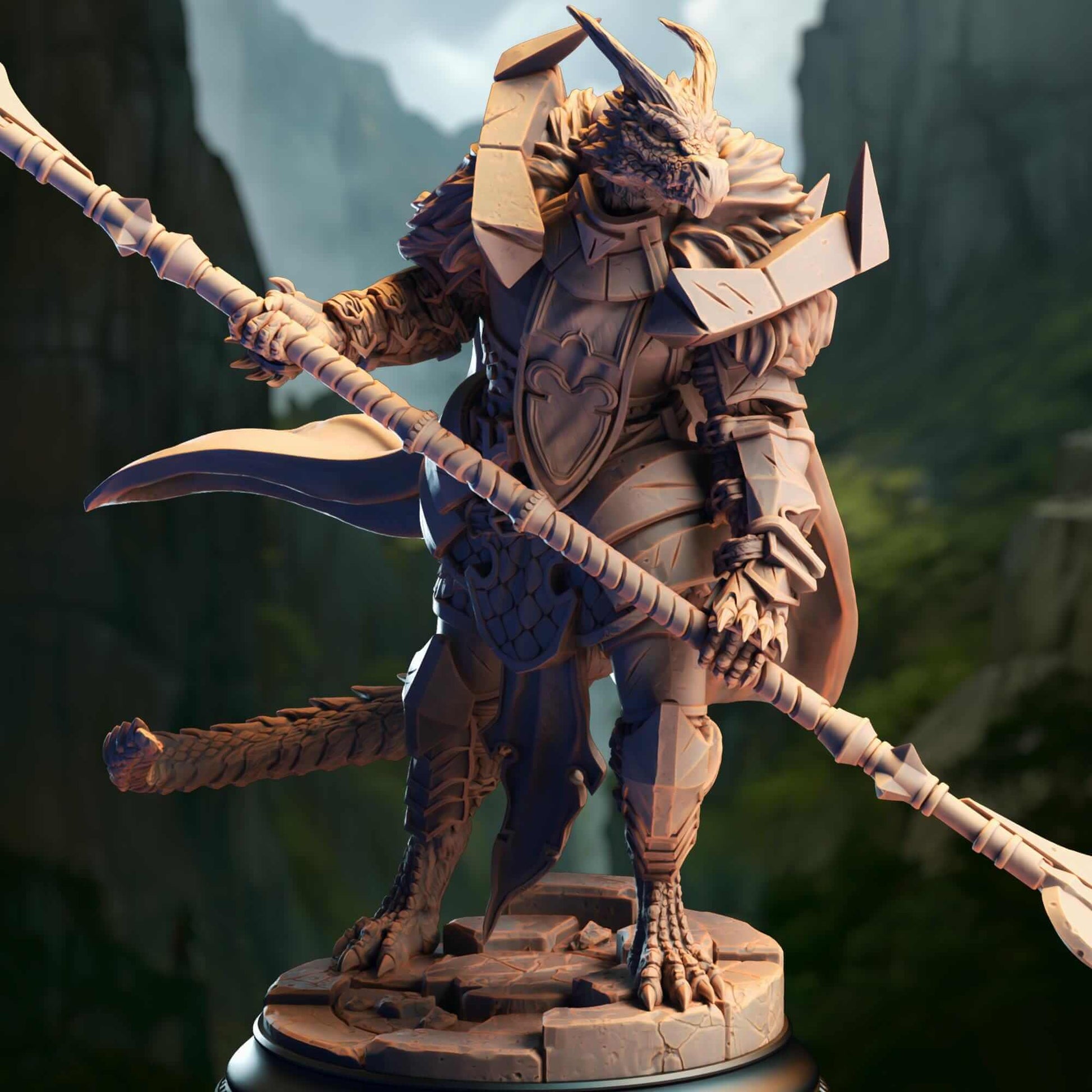 Silver Dragonborn Paladin - Apokris the Resolute - 3D Printed Resin RPG/Tabletop/Boardgames Miniature DM Stash