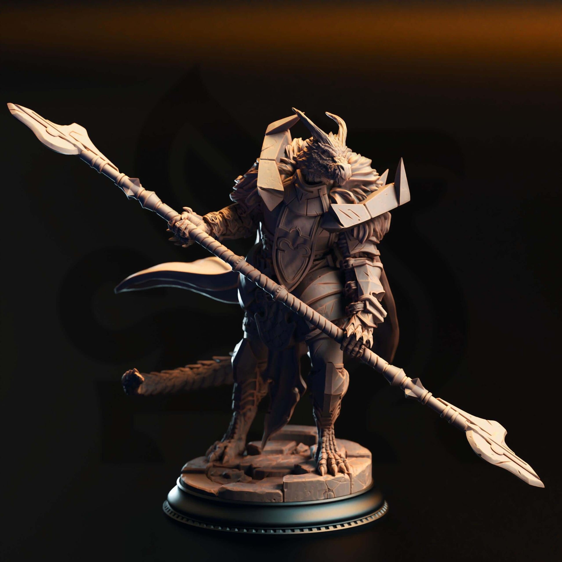 Silver Dragonborn Paladin - Apokris the Resolute - 3D Printed Resin RPG/Tabletop/Boardgames Miniature DM Stash