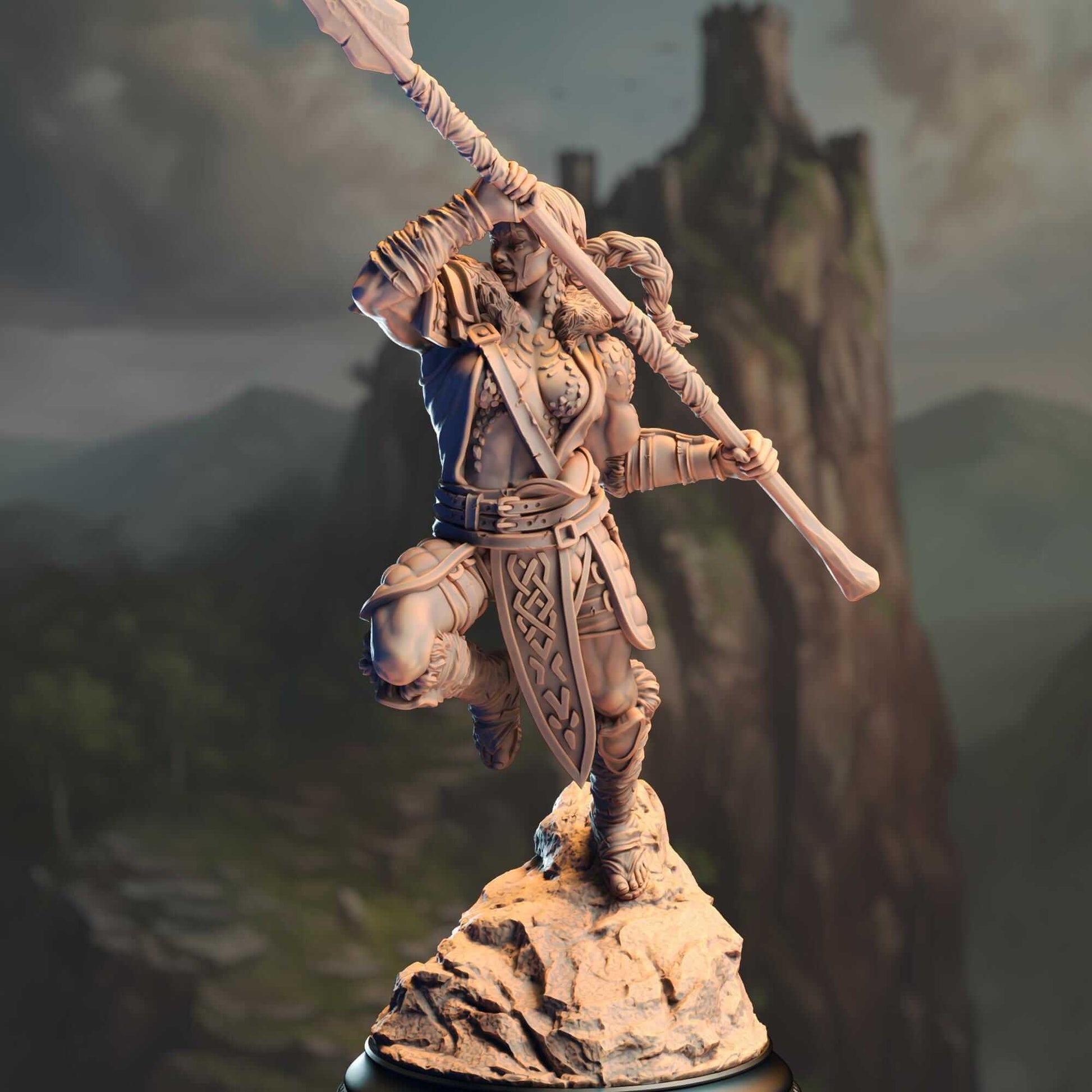 Dragonsoul Barbarian - Illyria Spineshatter - 3D Printed Resin RPG/Tabletop/Boardgames Miniature DM Stash