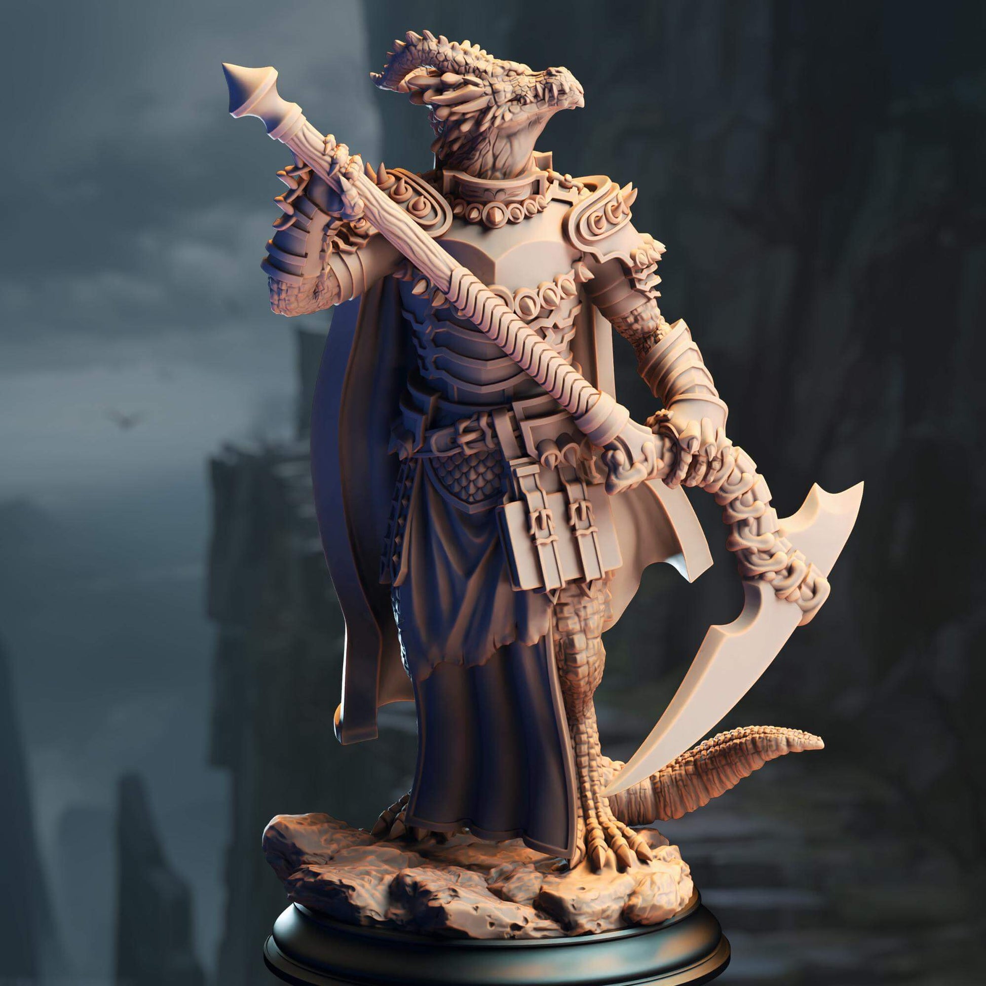 Silver Dragonborn Warlock - Ilvias the Reaper - 3D Printed Resin RPG/Tabletop/Boardgames Miniature DM Stash
