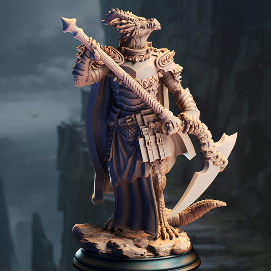 Silver Dragonborn Warlock - Ilvias the Reaper - 3D Printed Resin RPG/Tabletop/Boardgames Miniature DM Stash