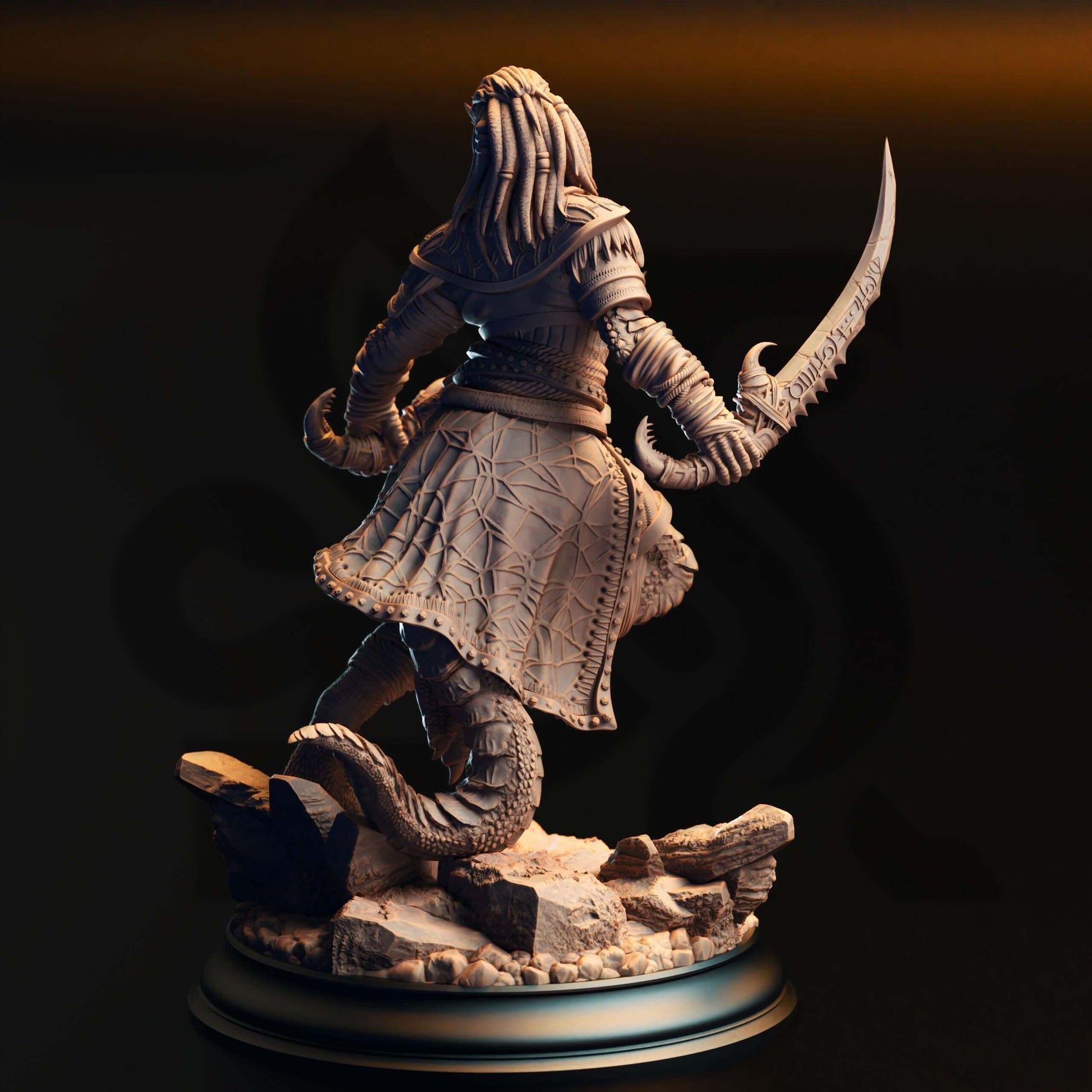 Black Dragonborn Rogue - Kijaa Shadowblade - 3D Printed Resin RPG/Tabletop/Boardgames Miniature DM Stash
