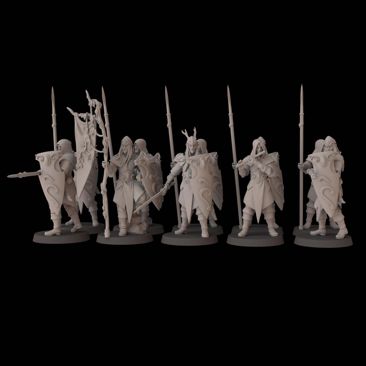 Wood Elf Lancers on foot - Wood Elf Proxy - Fantasy Cult Miniatures