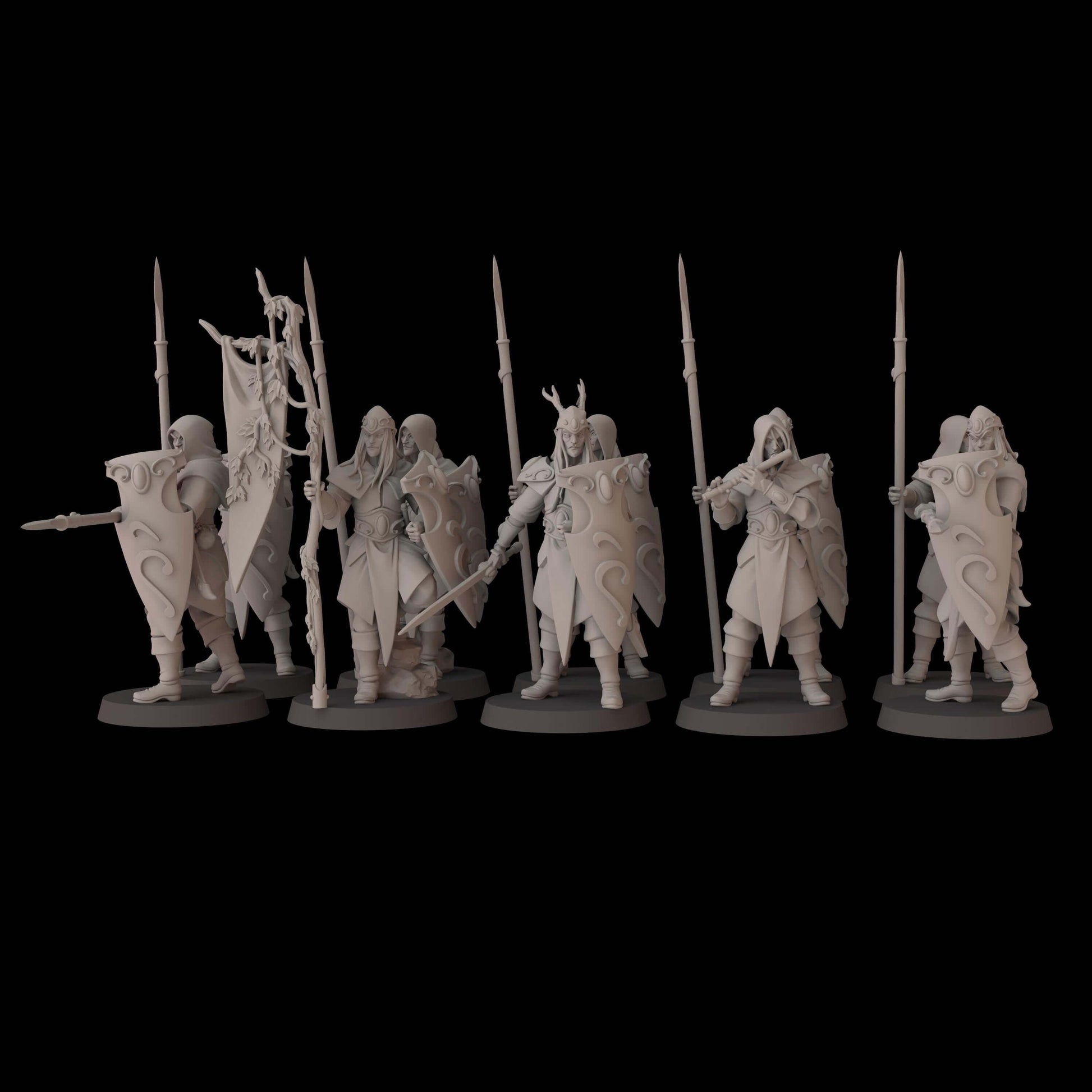 Wood Elf Lancers on foot - Wood Elf Proxy - Fantasy Cult Miniatures