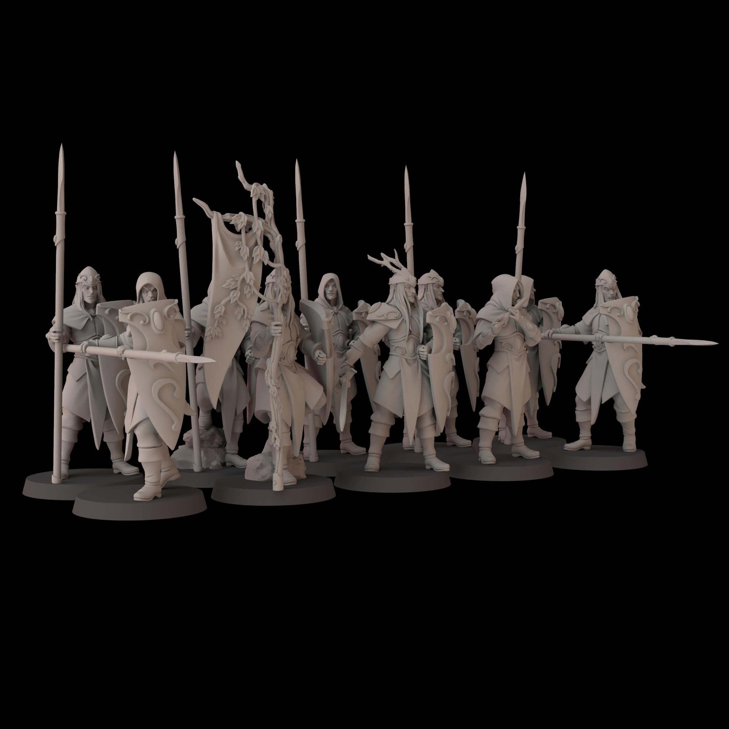 Wood Elf Lancers on foot - Wood Elf Proxy - Fantasy Cult Miniatures