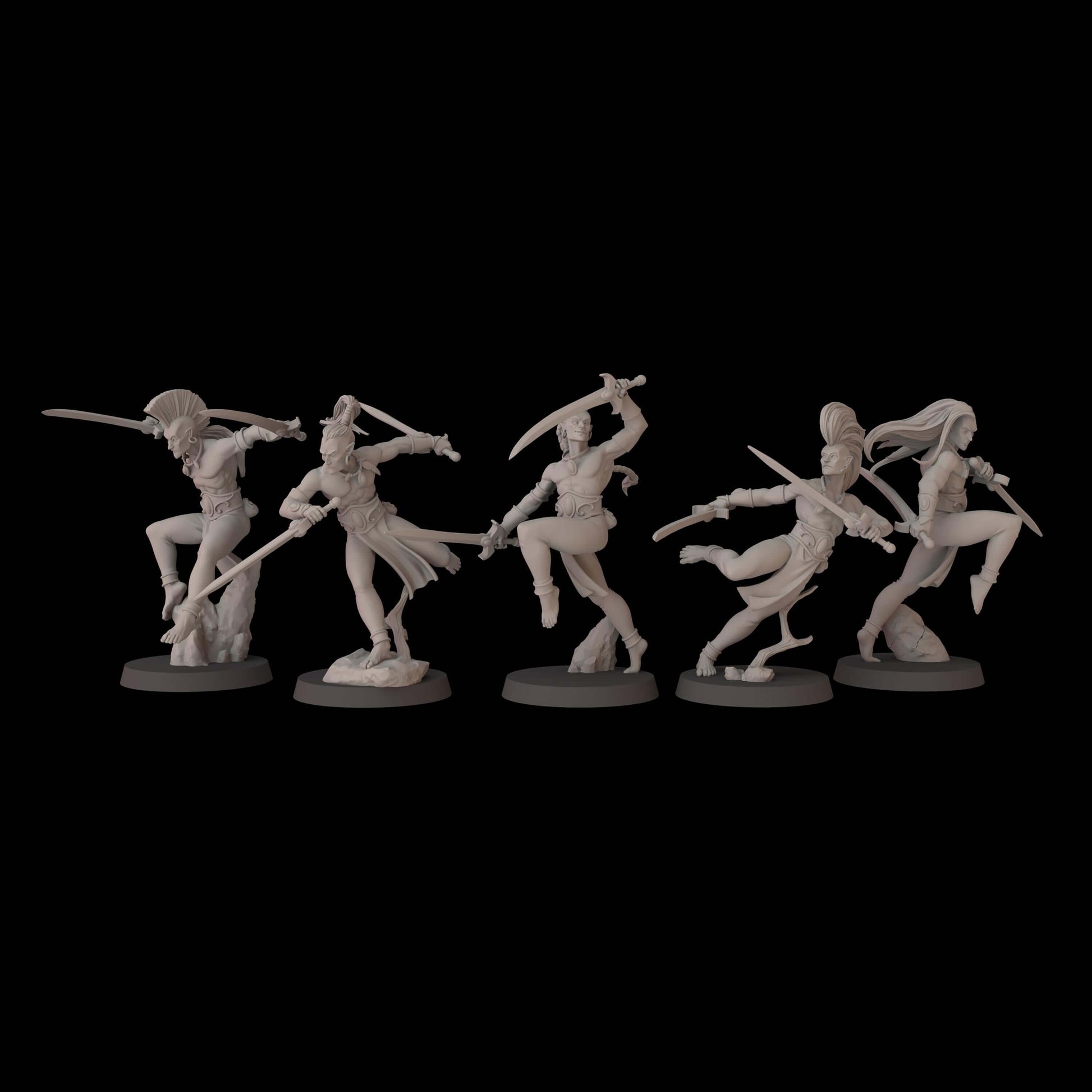 Acrobatic Elves - Wood Elf War dancer Proxy - Fantasy Cult Miniatures