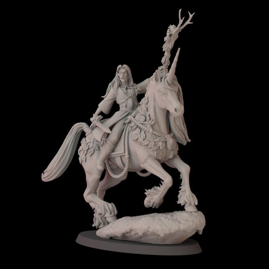 Elf Wizard on Unicorn - Wood Elf Proxy - Fantasy Cult Miniatures