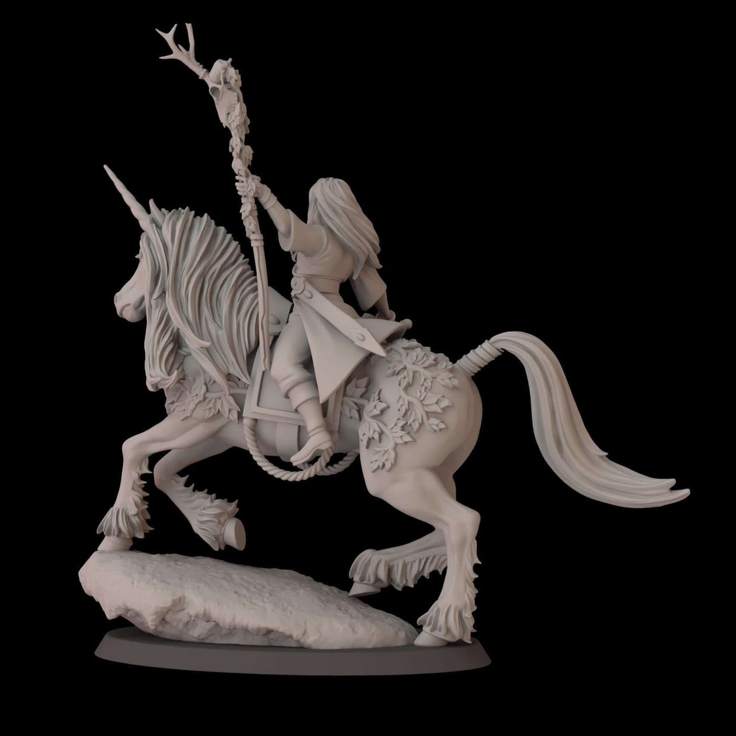 Elf Wizard on Unicorn - Wood Elf Proxy - Fantasy Cult Miniatures