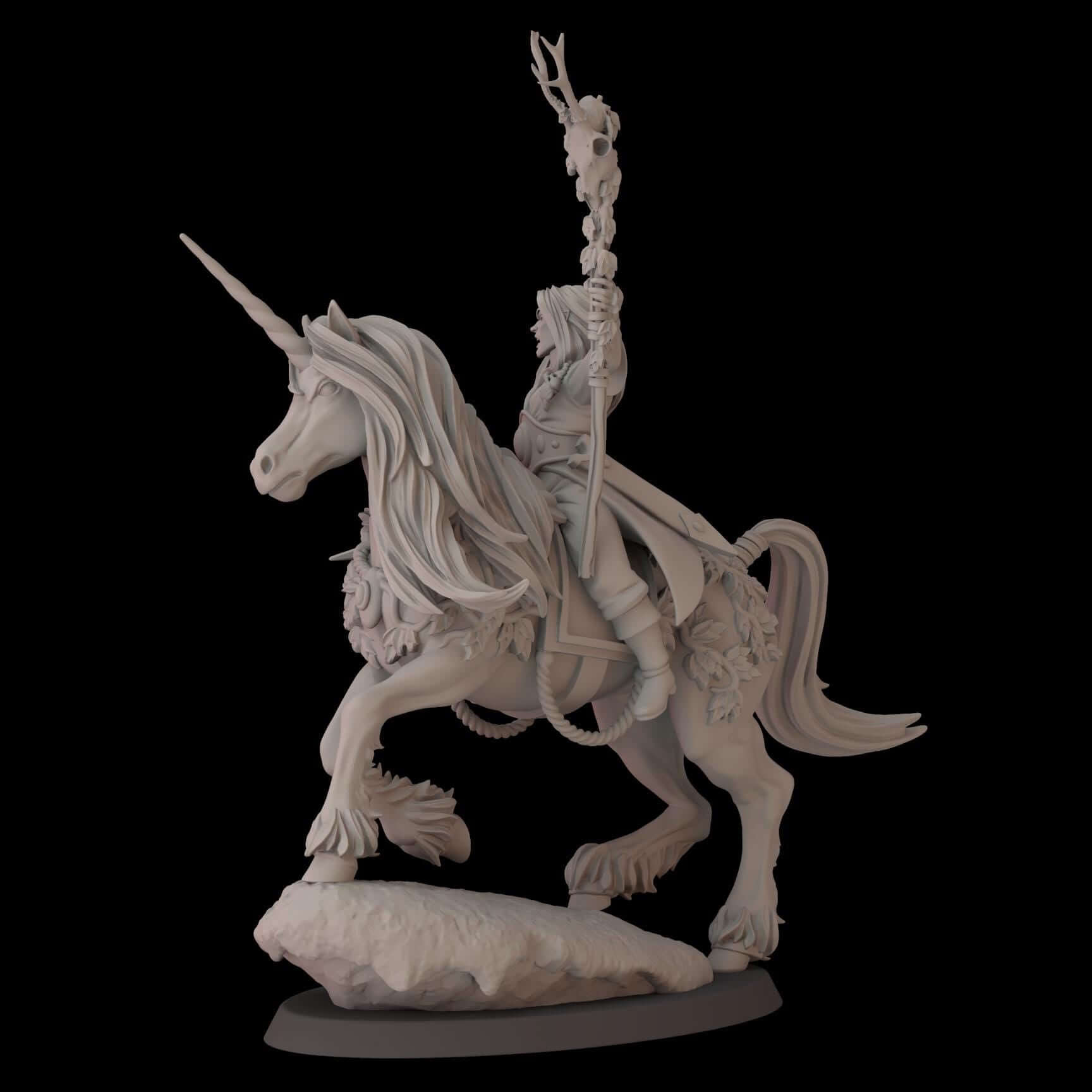 Elf Wizard on Unicorn - Wood Elf Proxy - Fantasy Cult Miniatures
