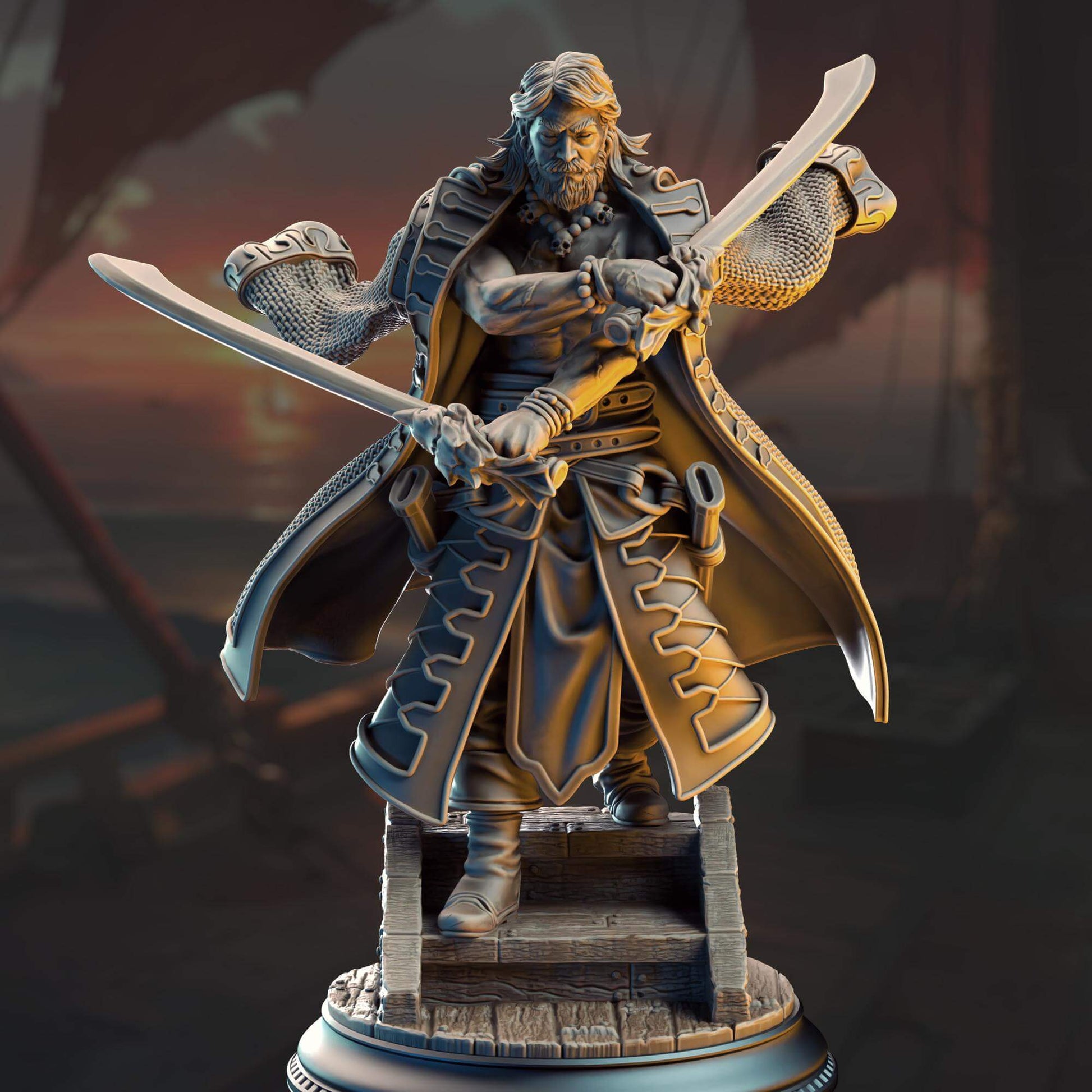 Swordsman of the Sea - Ignacio Reyes - 3D Printed Resin RPG/Tabletop/Boardgames Miniature DM Stash