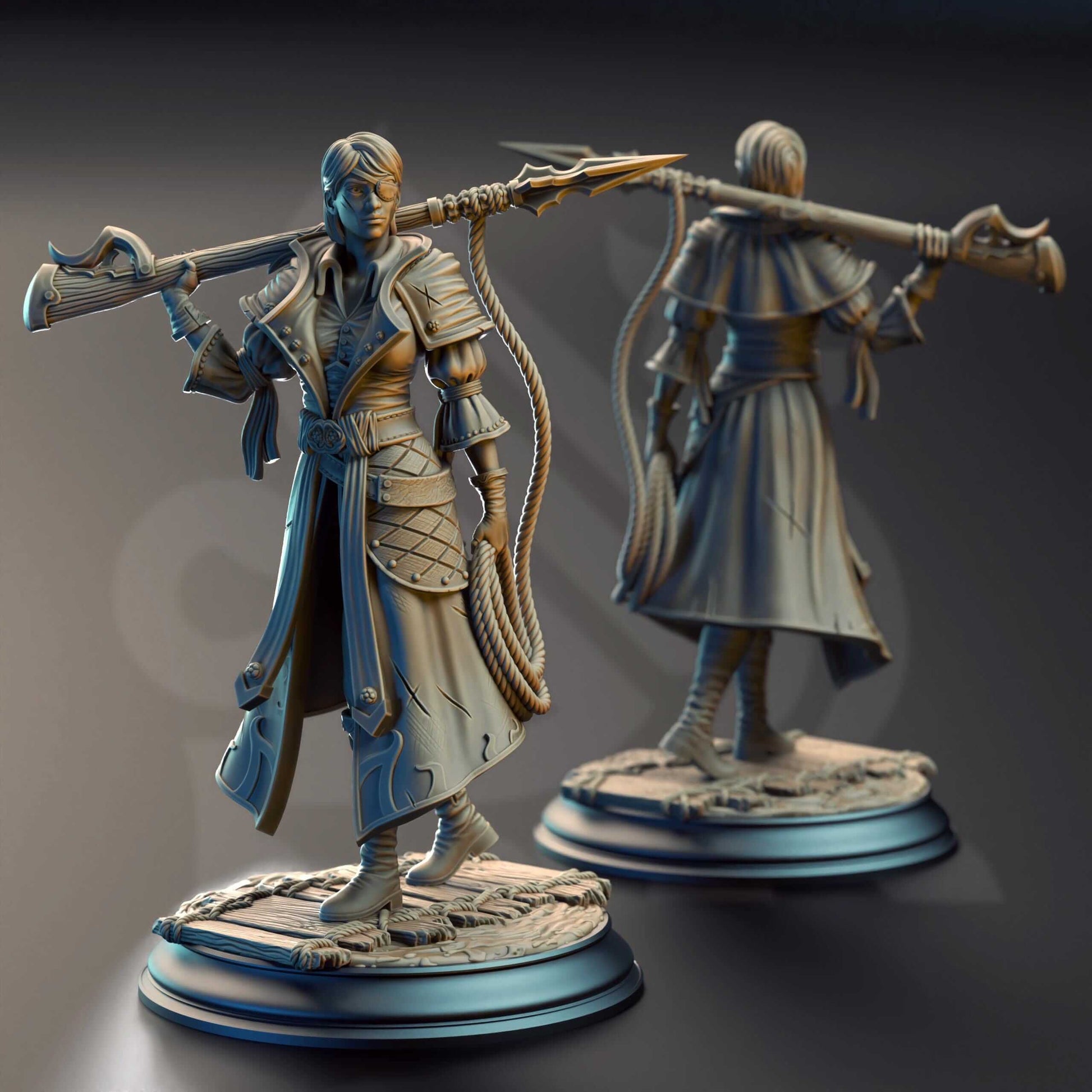 Pirate Harpoon Marksman - Fiona "Dead-Eye" Stuttgart - 3D Printed Resin RPG/Tabletop/Boardgames Miniature DM Stash