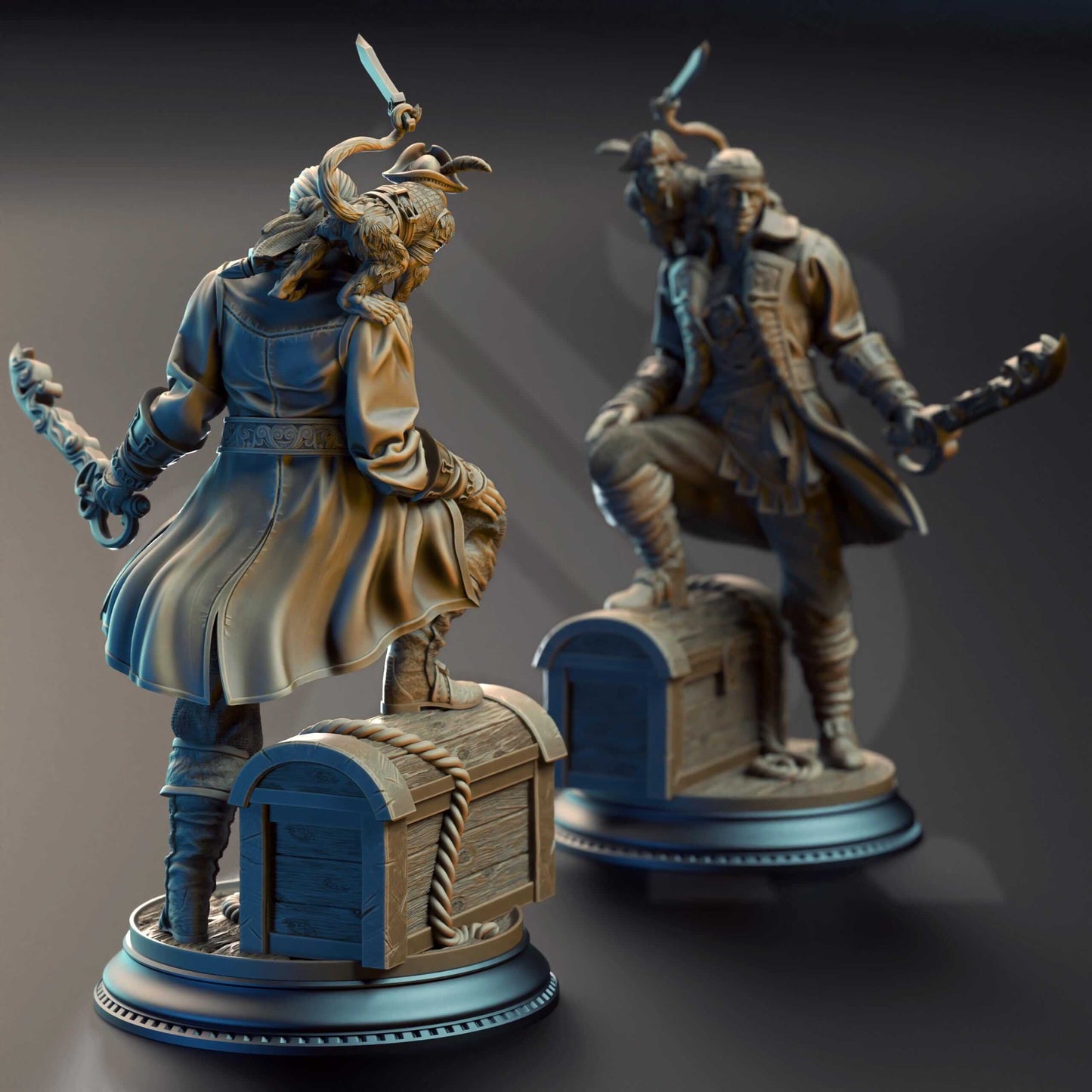Water Genasi Pirate Scoundrel - Ervin "Wave Dancer" Barton - 3D Printed Resin RPG/Tabletop/Boardgames Miniature DM Stash