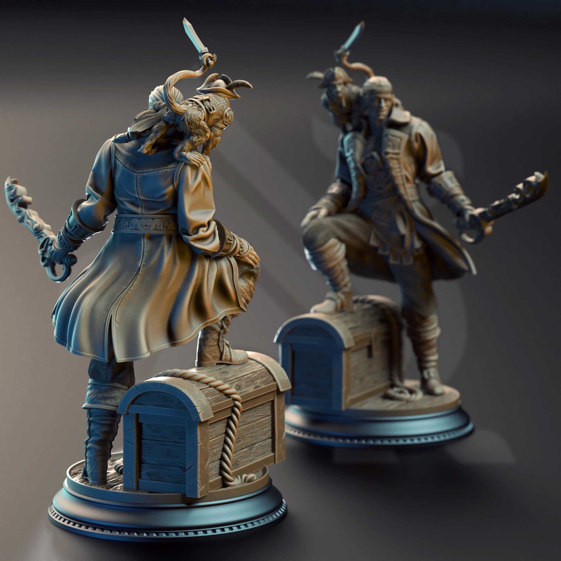 Water Genasi Pirate Scoundrel - Ervin "Wave Dancer" Barton - 3D Printed Resin RPG/Tabletop/Boardgames Miniature DM Stash